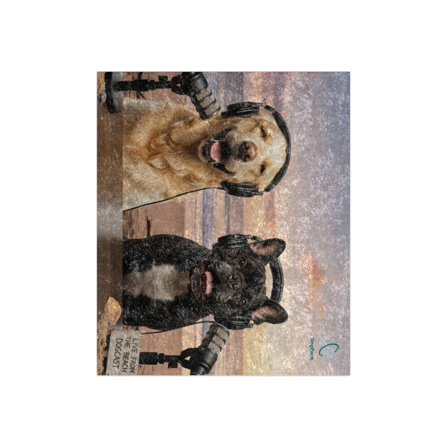 Goldie & Frenchie on the Beach Crushed Velvet Blanket