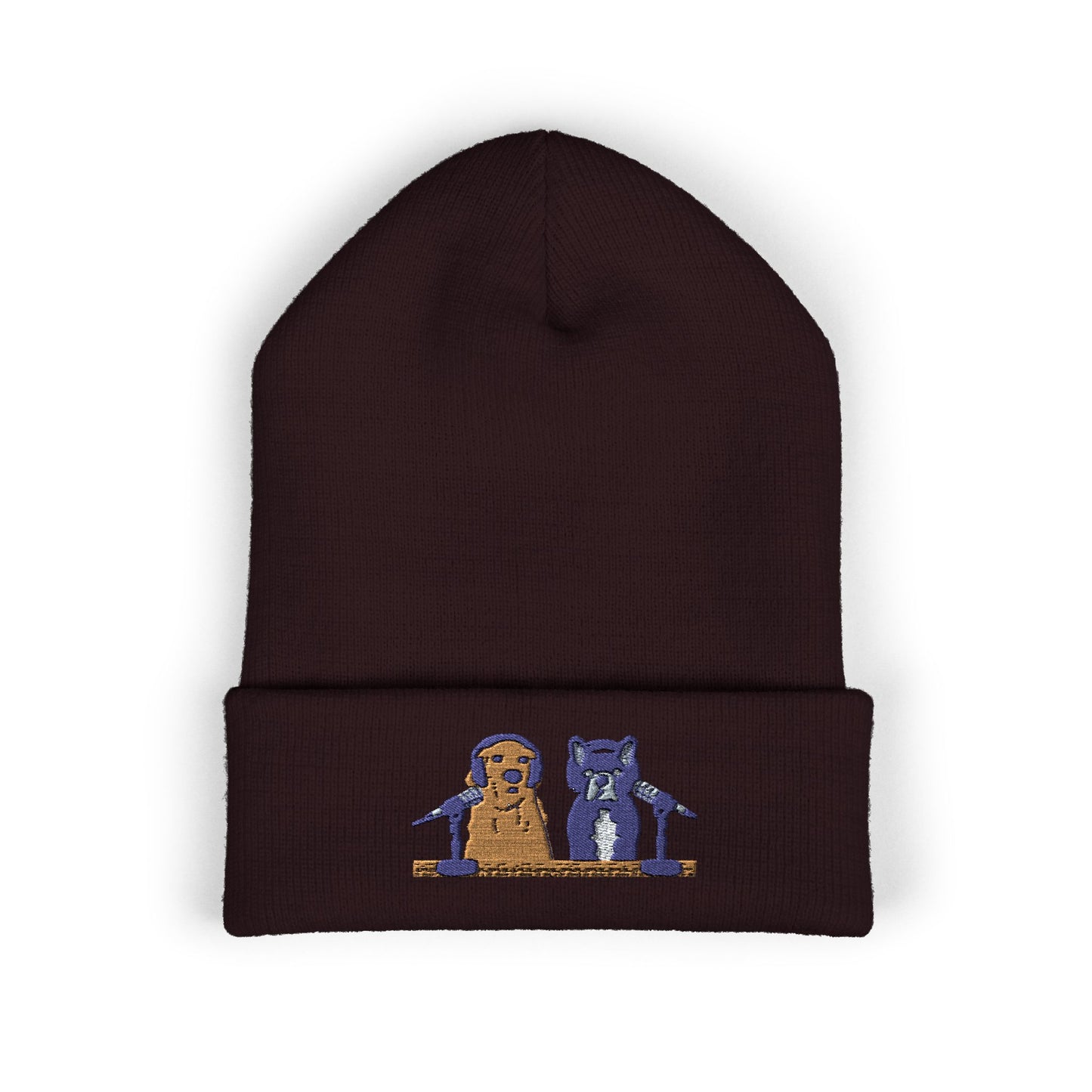 Embroidered Goldie & Frenchie Cuffed Beanie – Cozy Winter Hat with Cute Design