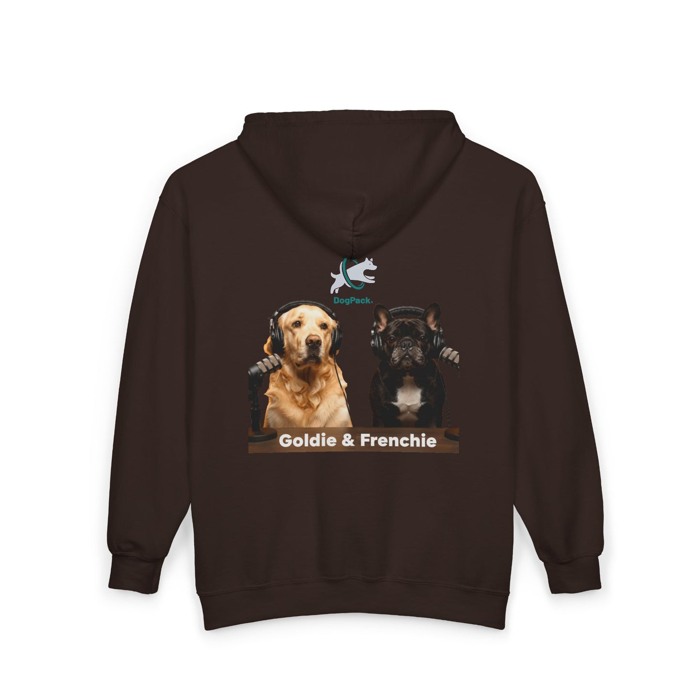 Goldie & Frenchie Podcast Full-Zip Hoodie - Front and Back - Ships from Australia + New Zealand