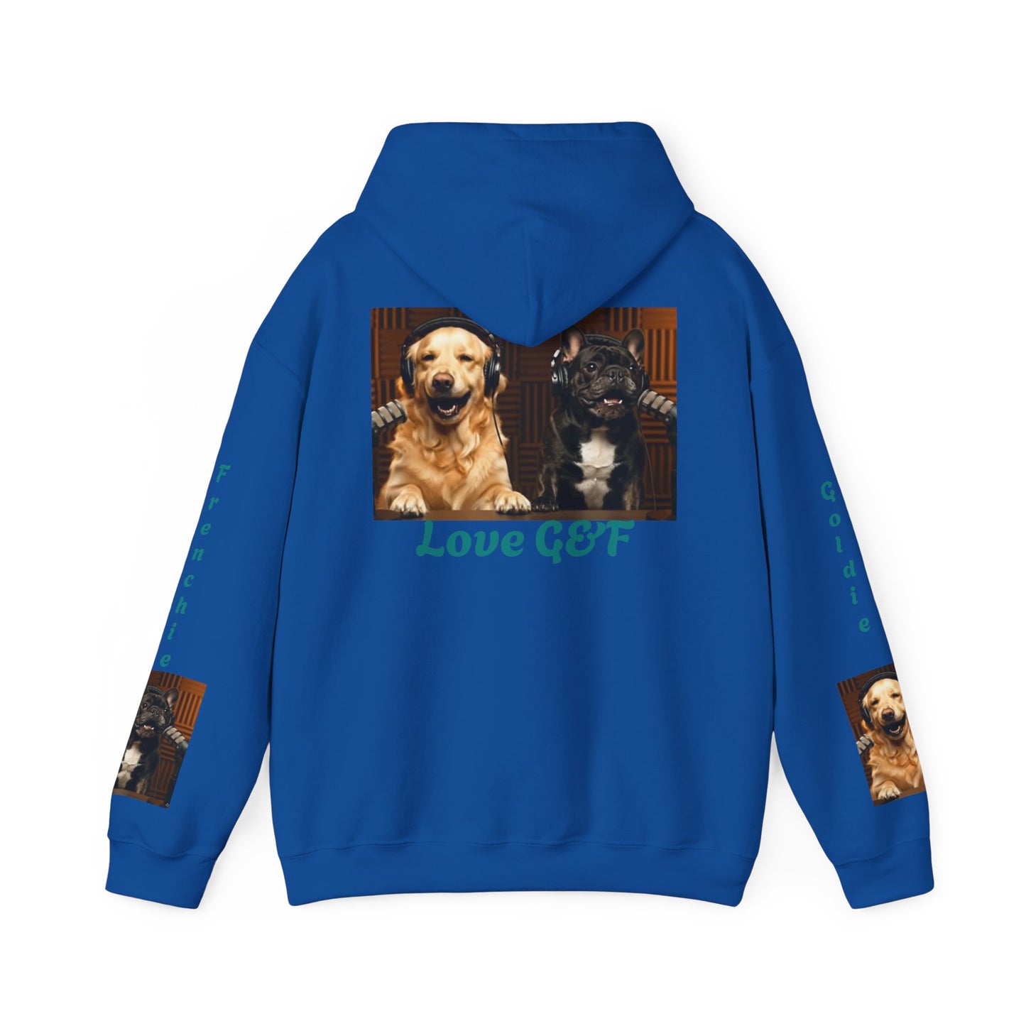 Goldie & Frenchie Hoodie — "Love G&F" Back and Front