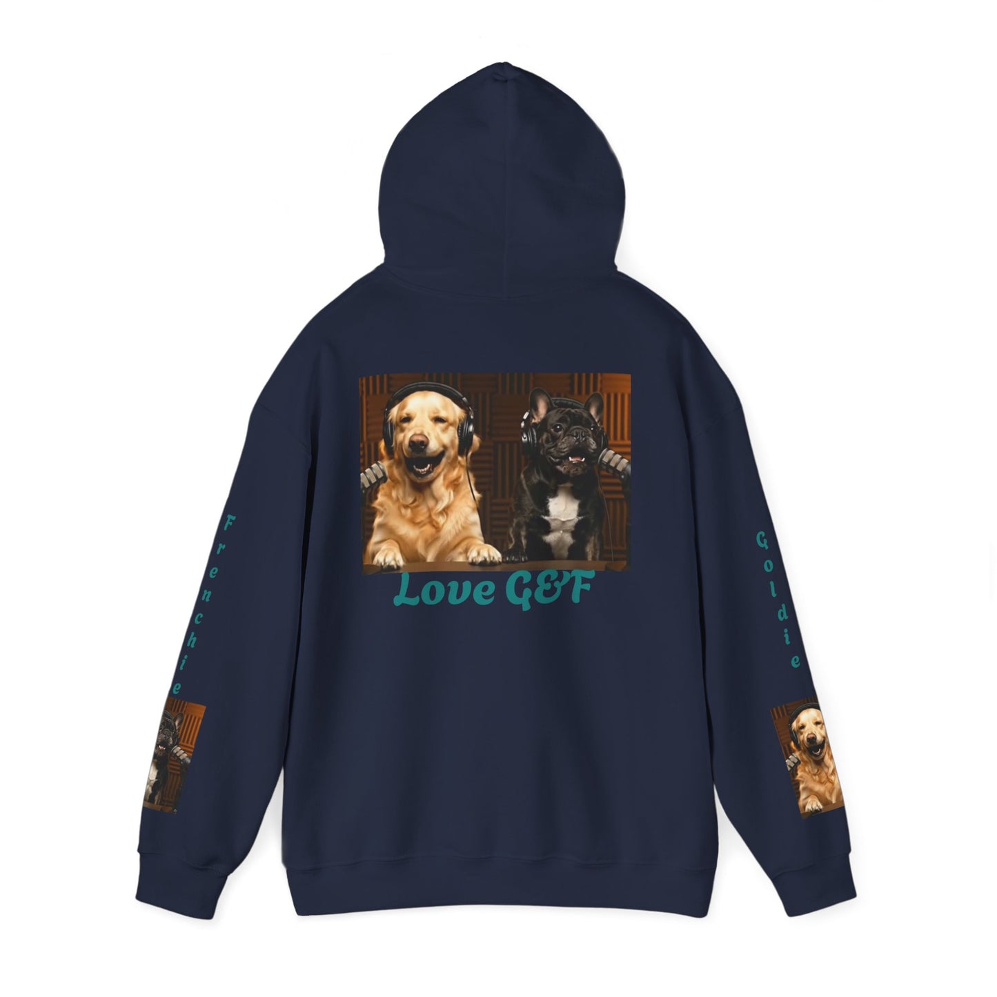 Goldie & Frenchie Hoodie — "Love G&F" Back and Front