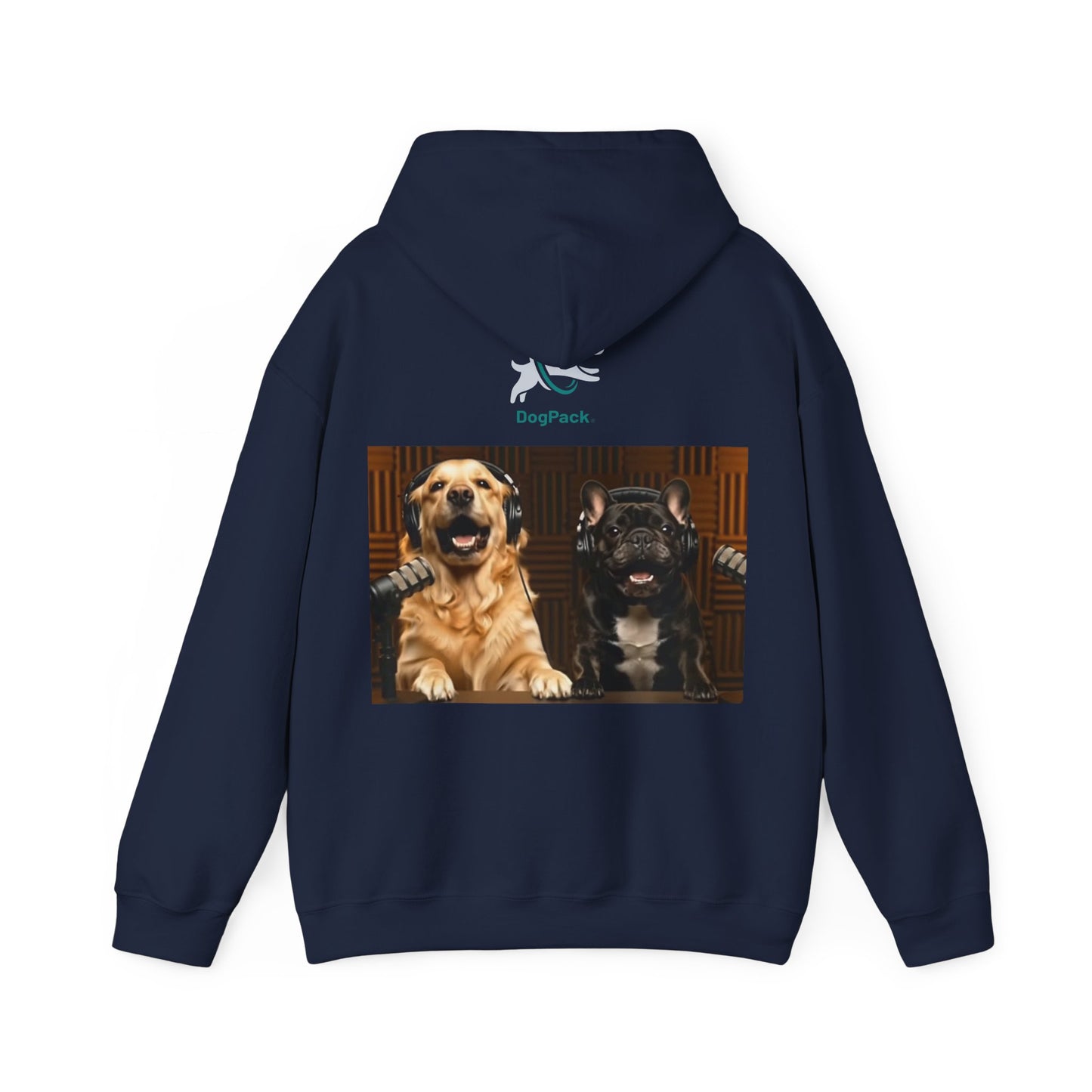 Goldie & Frenchie Dog Podcast with Coffee Mugs Hoodie — Front & Back Print - Ships from United Kingdom