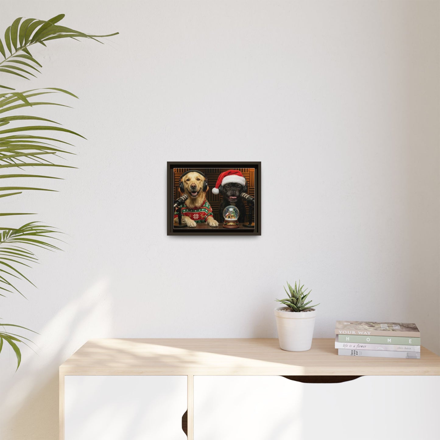 Goldie & Frenchie Christmas Podcast Matte Canvas Print (Framed)