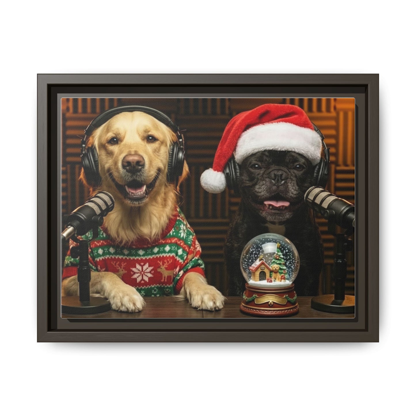Goldie & Frenchie Christmas Podcast Matte Canvas Print (Framed)