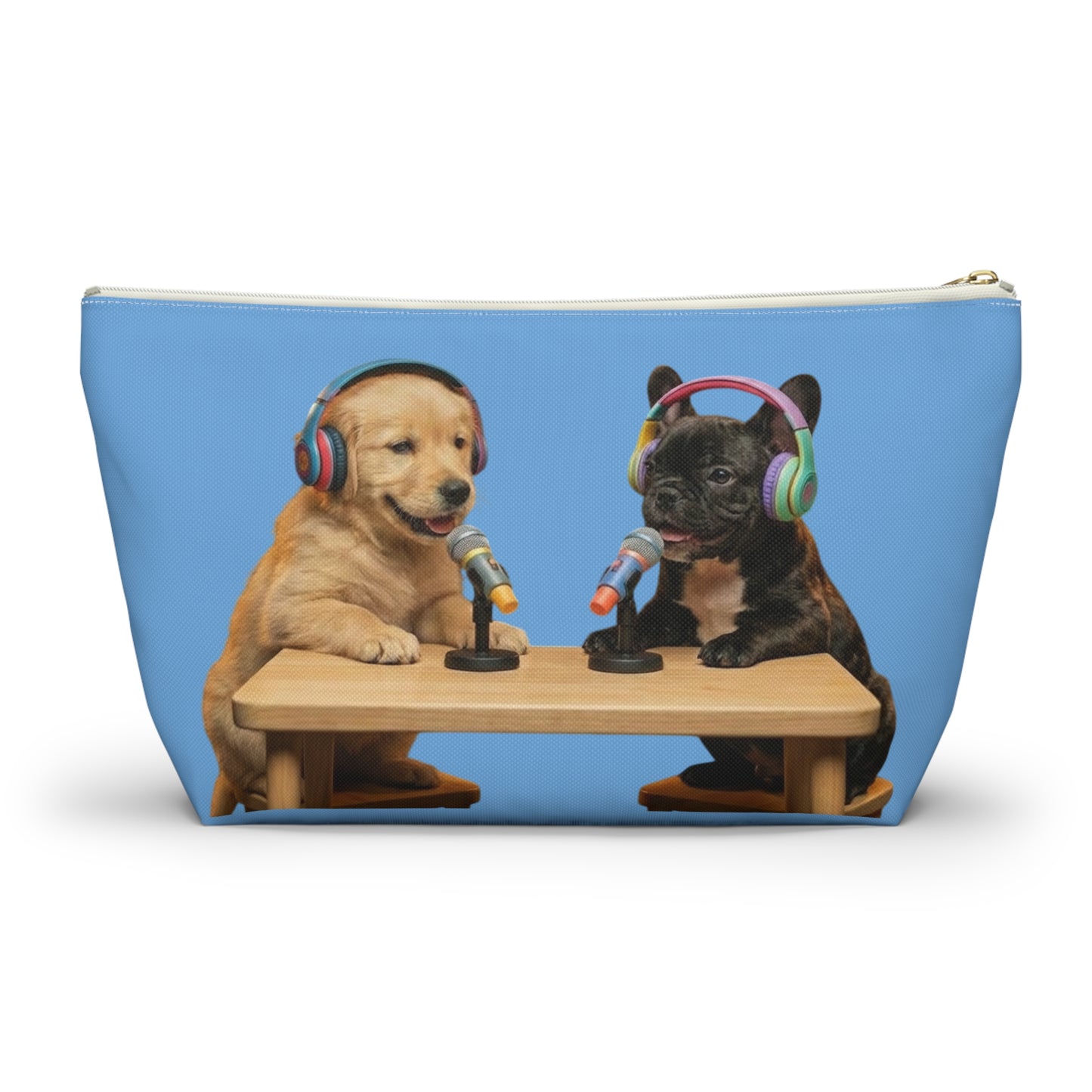 Goldie & Frenchie Playful Puppies and Serious Adults Accessory Pouch