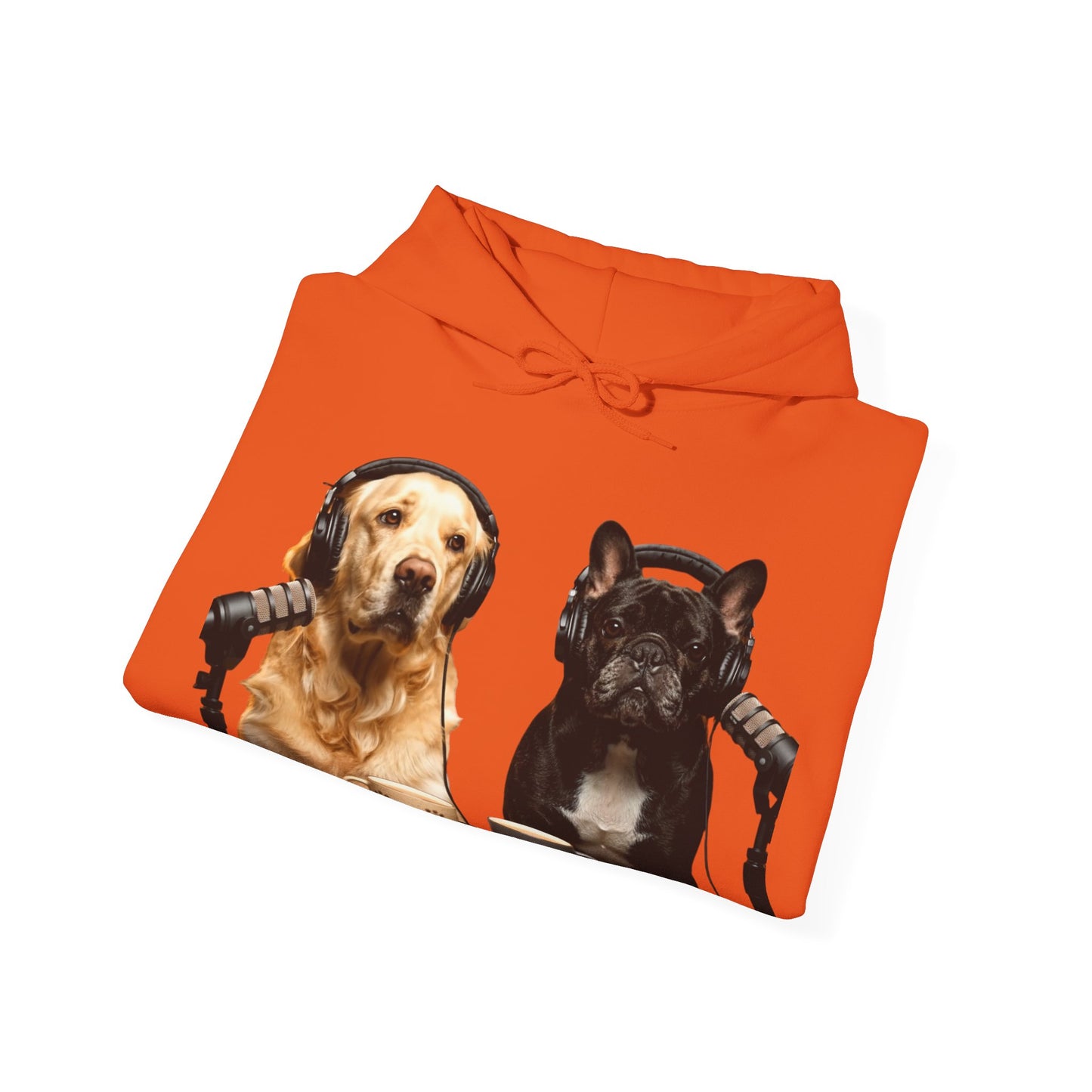Goldie & Frenchie Dog Podcast with Coffee Mugs Hoodie — Front & Back Print - Ships from United Kingdom