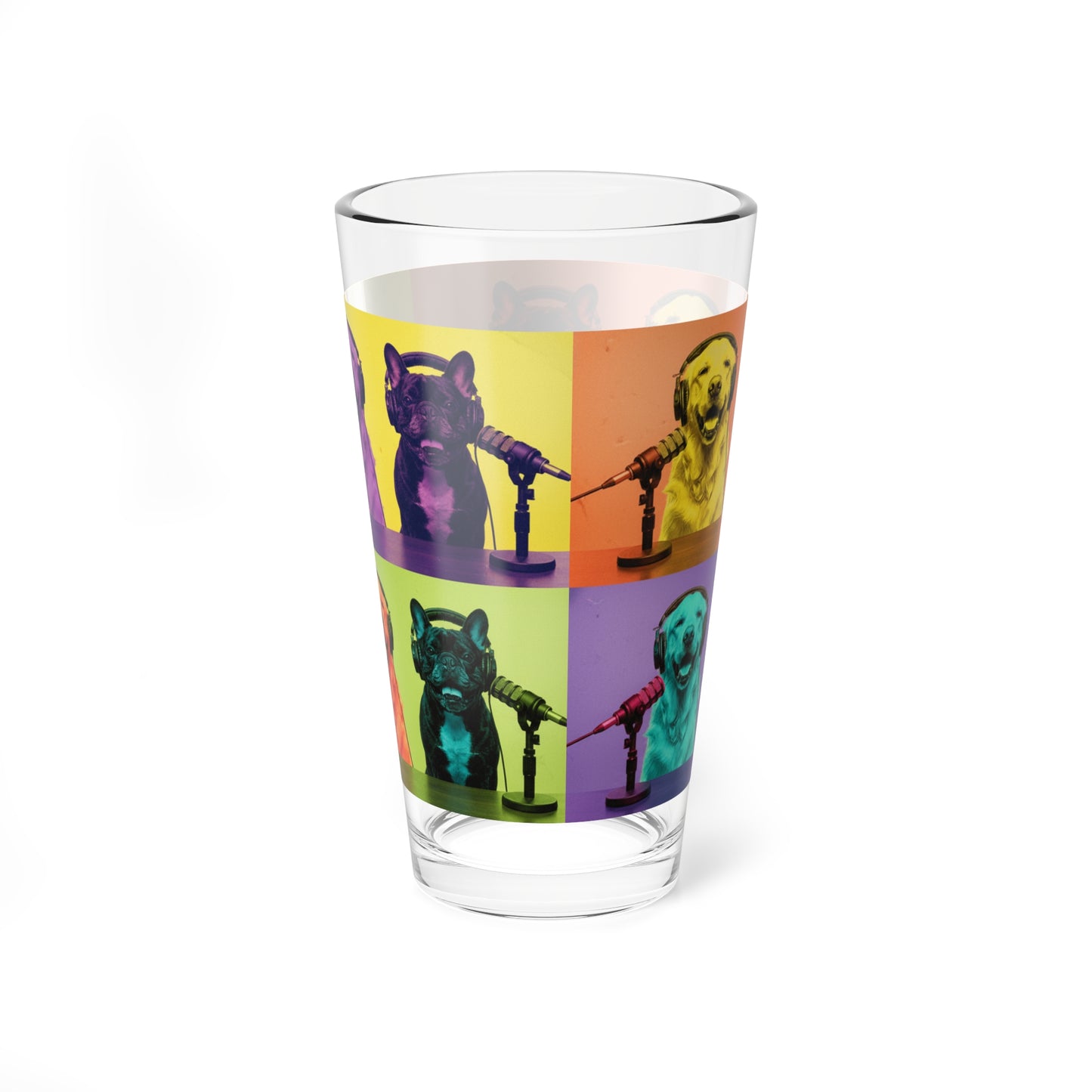 Goldie & Frenchie Wahol Inspired Pop Art Podcast Pint Glass 16oz (473ml)