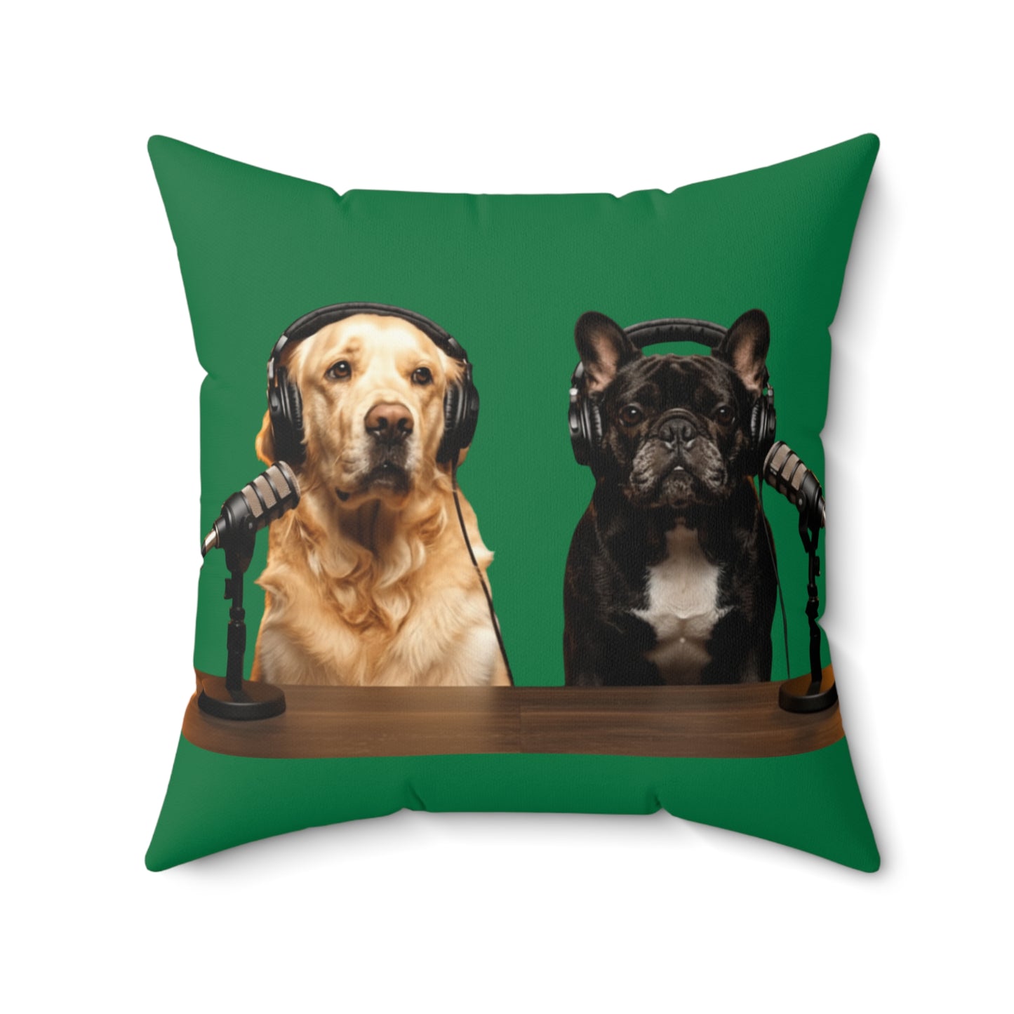 Goldie & Frenchie DogPack Podcast Pillow in Green