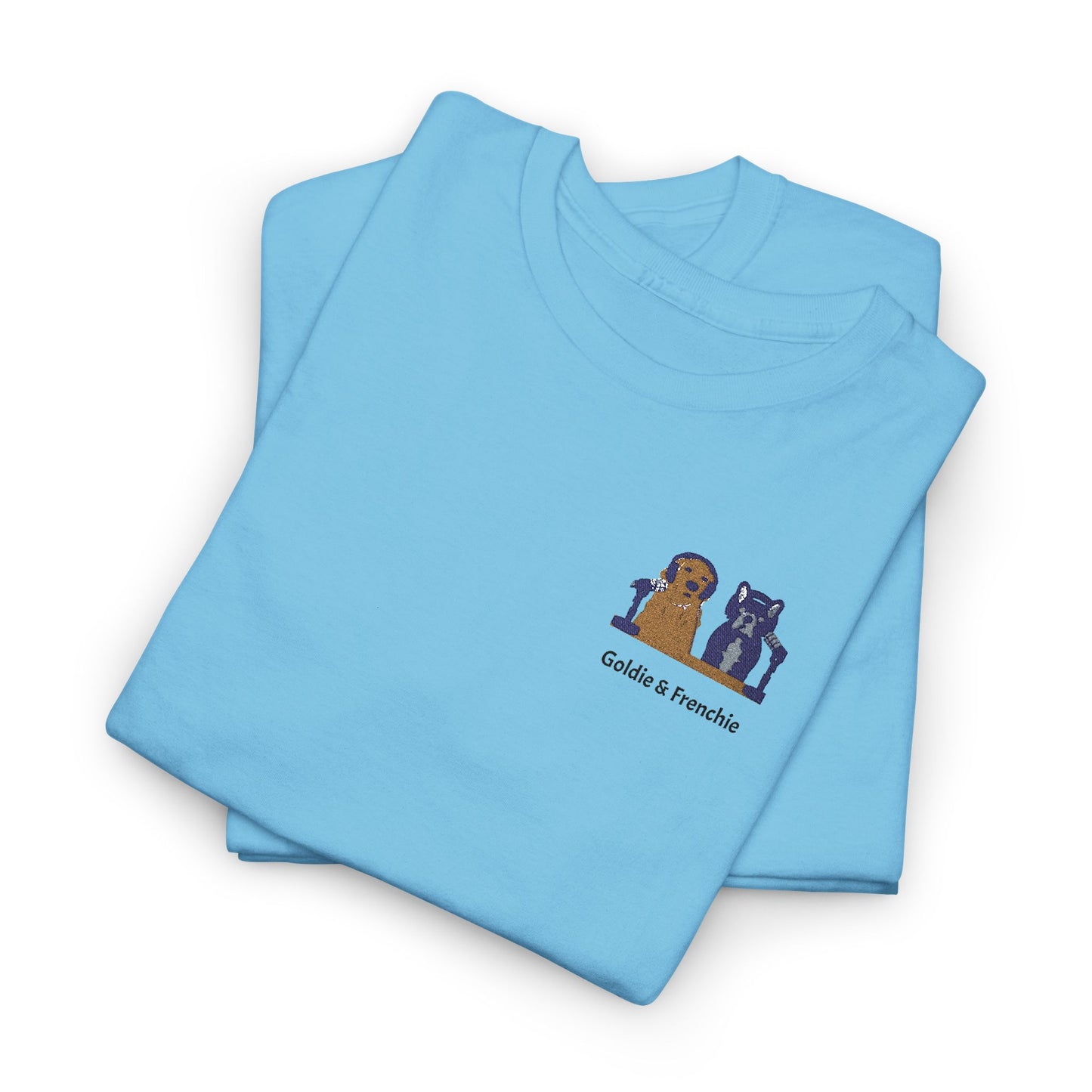 Goldie & Frenchie Embroidered Patch T-Shirt with DogPack Sleeve Logo - Colorway variations #3