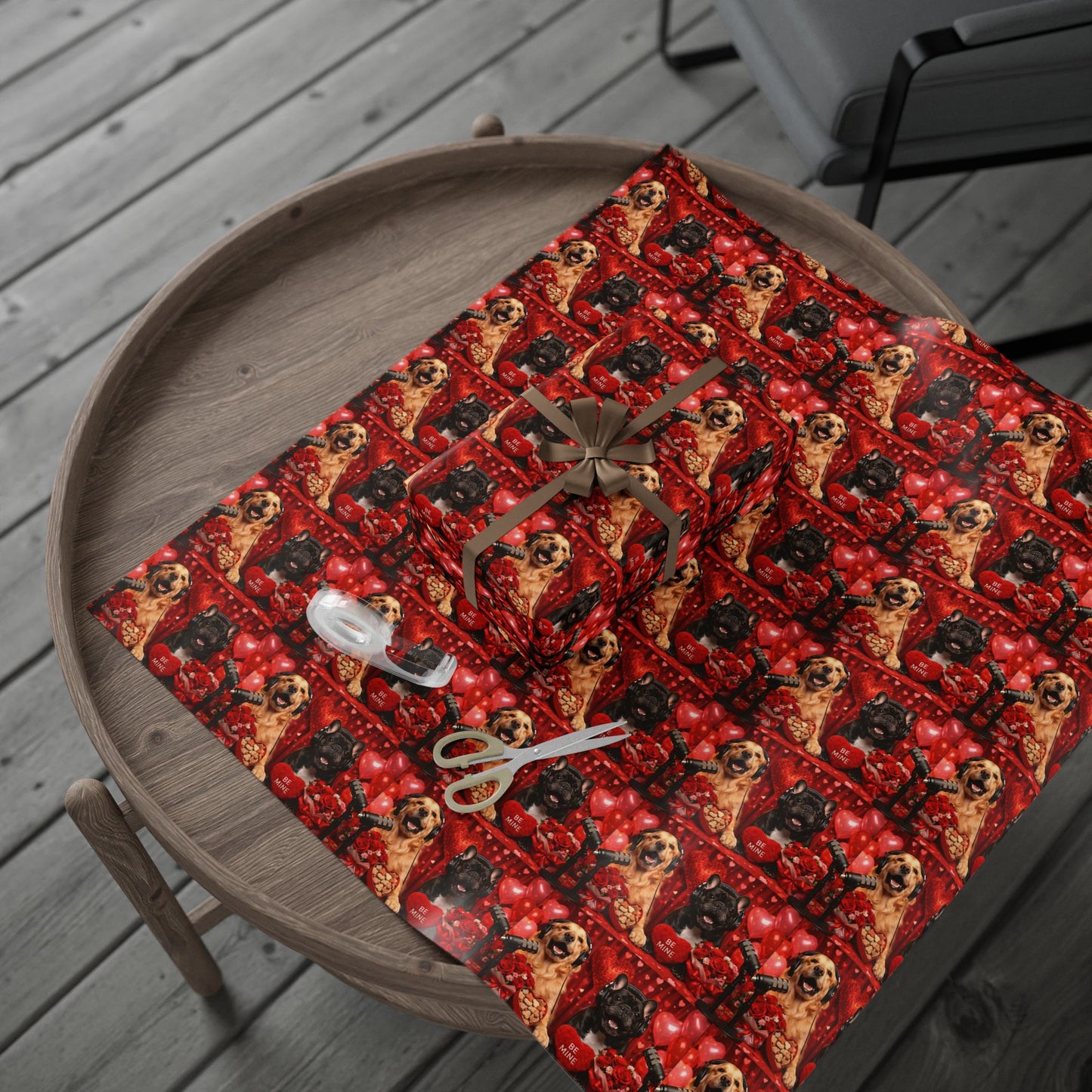 Goldie & Frenchie 'Be My Valentine' Wrapping Paper Roll — Dog Podcast Inspired Gift Wrap