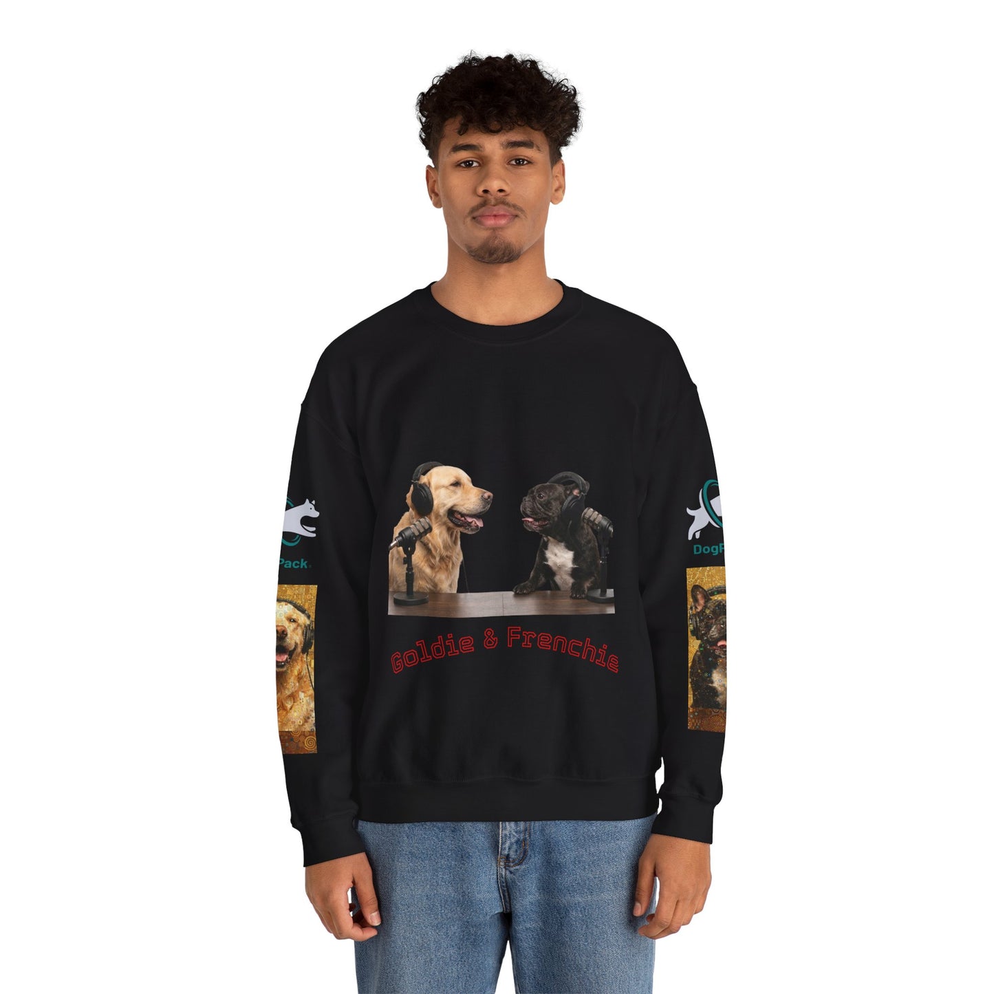 Goldie & Frenchie Chatting Crewneck with Klimt style G&F sleeves