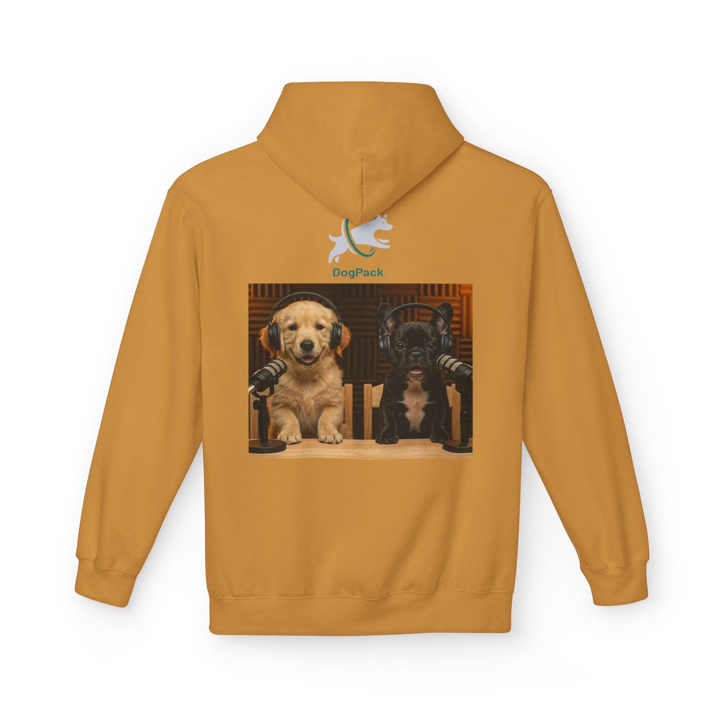 Puppies Goldie & Frenchie Front and Back Print - Soft Style Podcast Hoodie