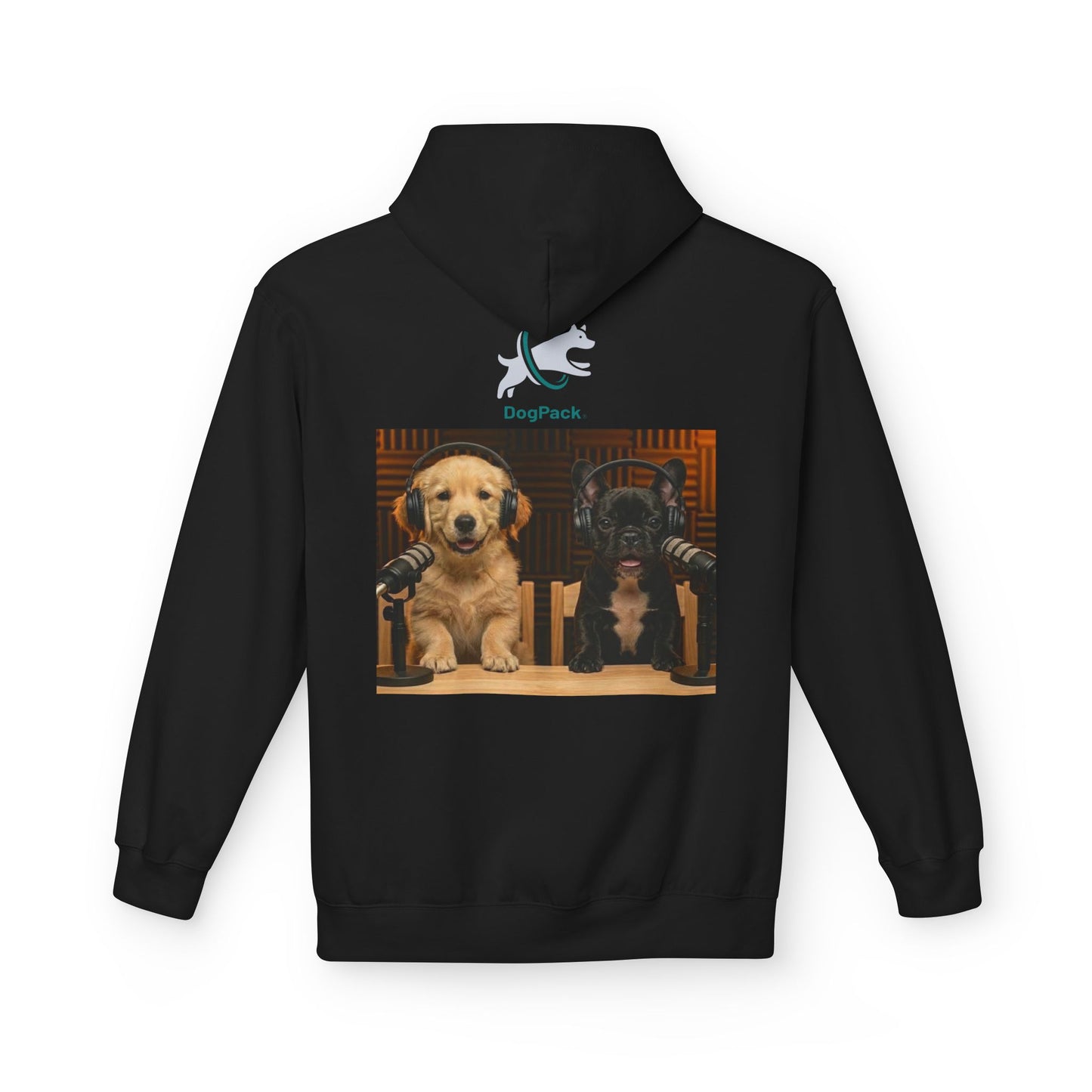 Puppies Goldie & Frenchie Front and Back Print - Soft Style Podcast Hoodie
