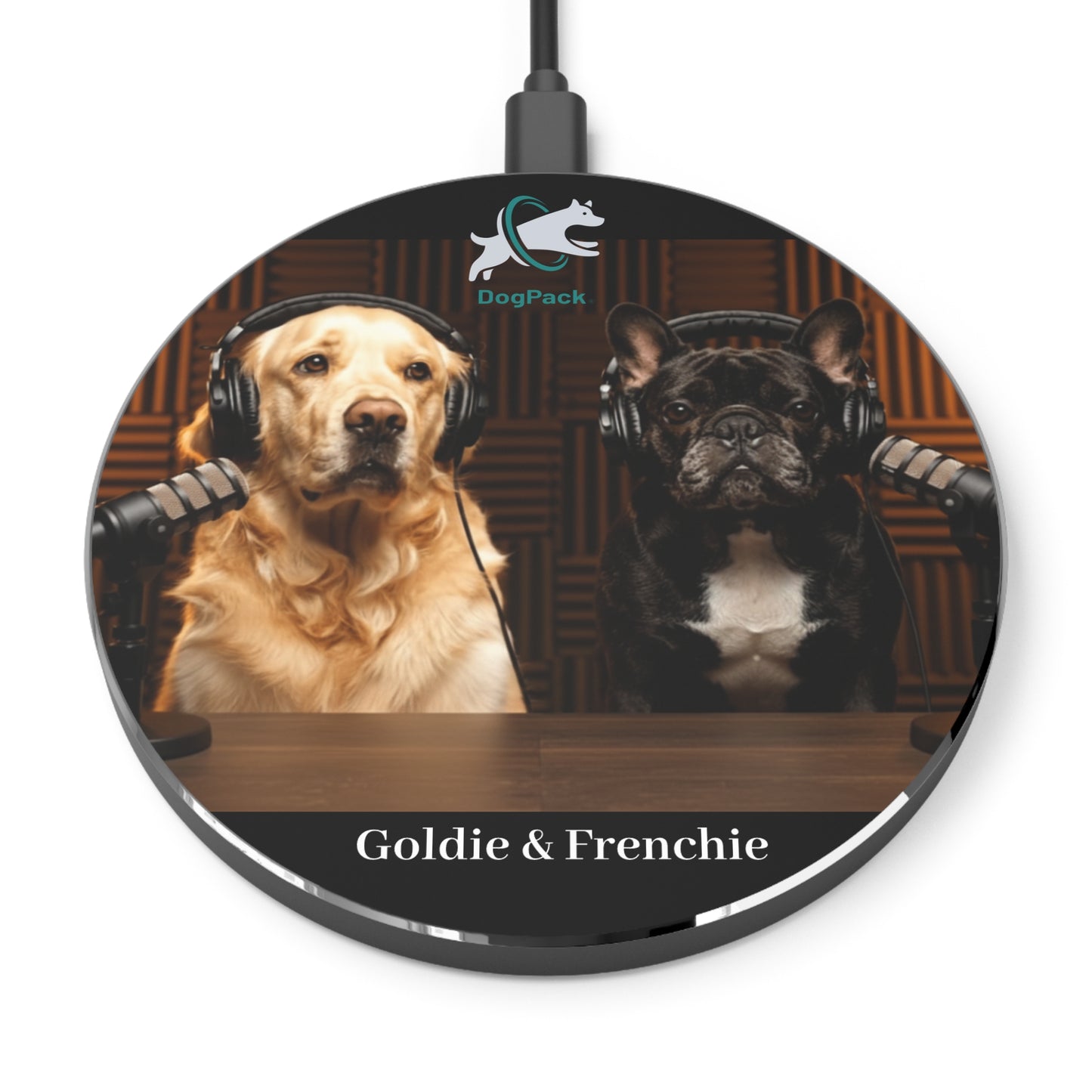 Goldie & Frenchie Podcast Studio Wireless Charger – 10W Qi Fast Charging Pad