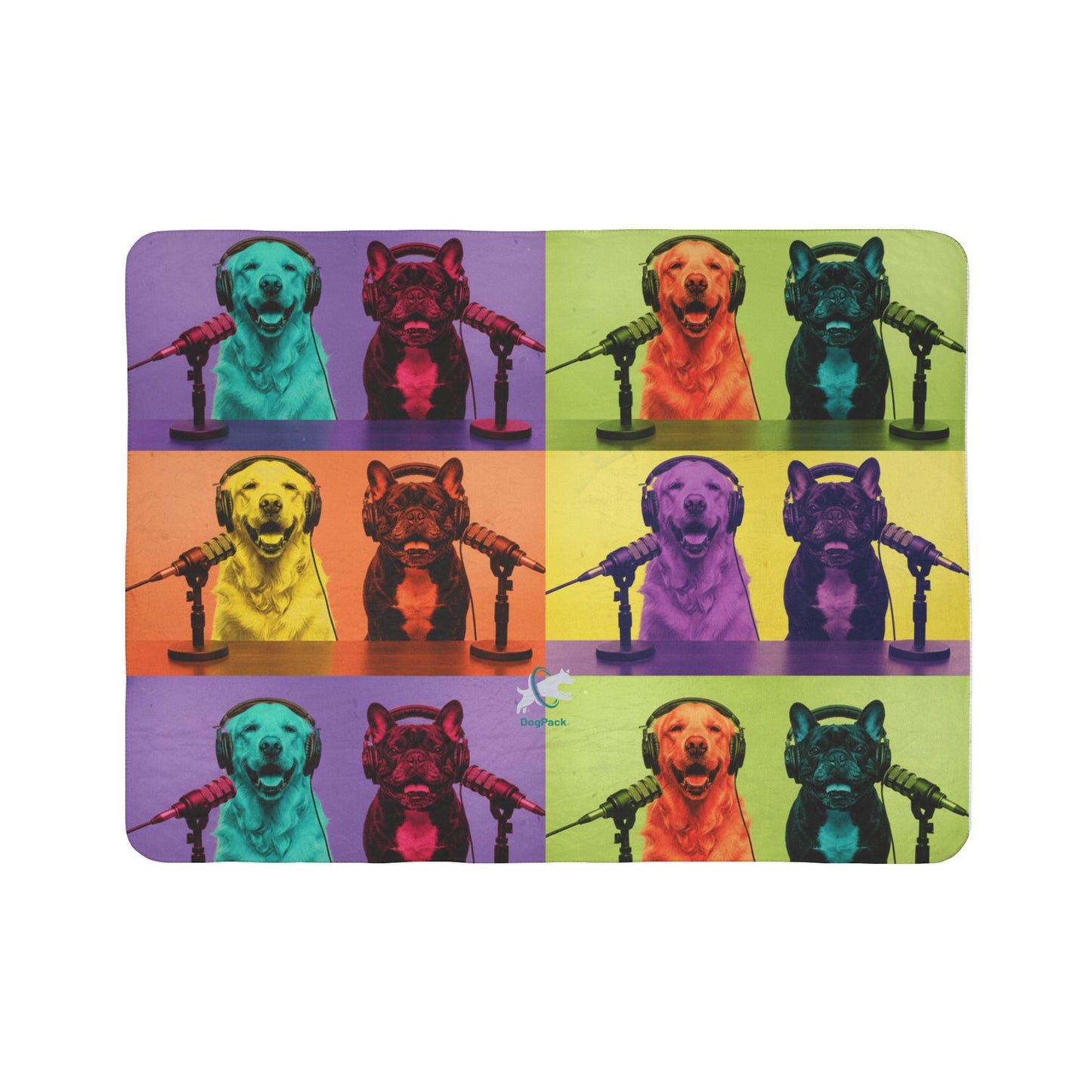Goldie & Frenchie Sherpa Fleece Blanket — Warhol Inspired Pop Art