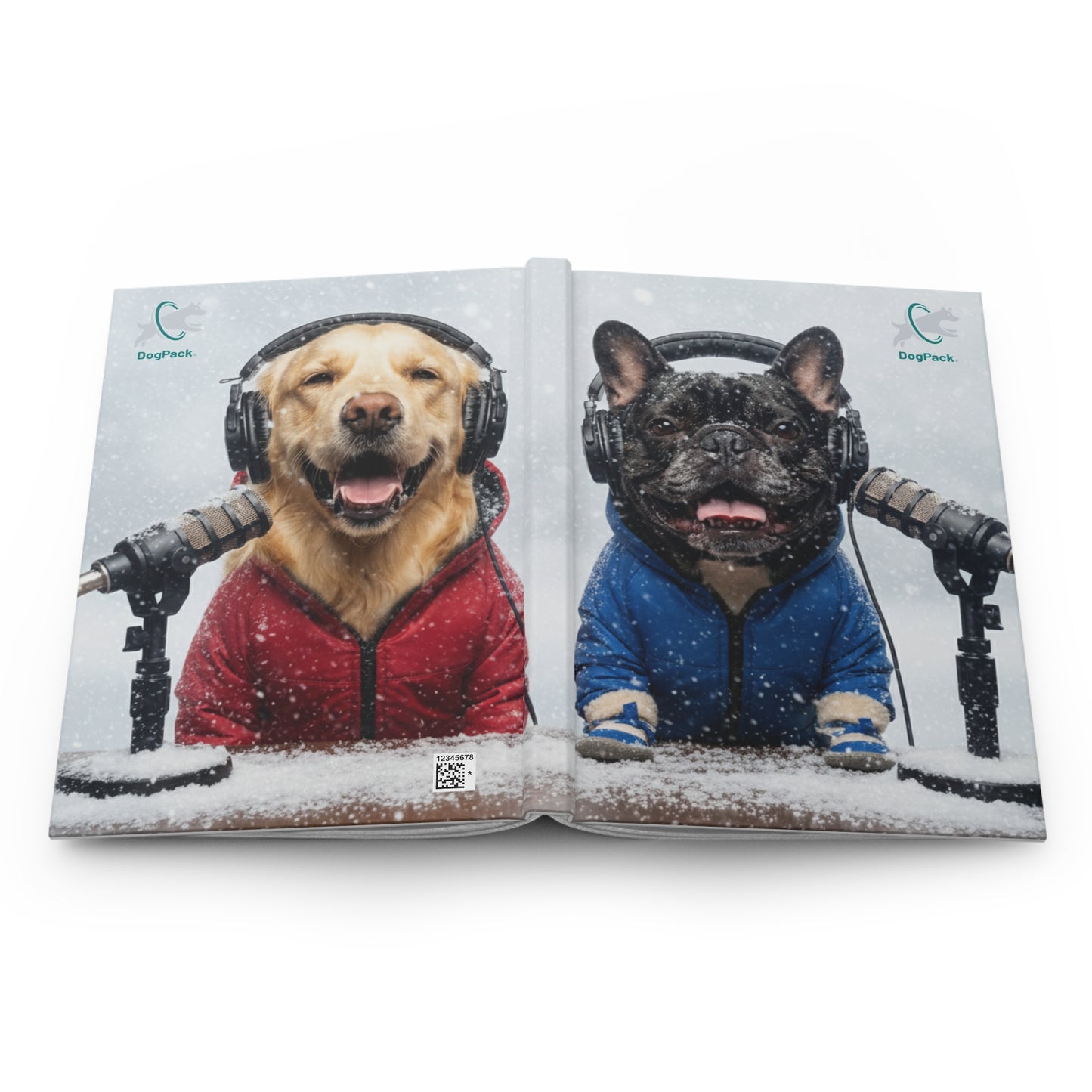 Goldie & Frenchie in a Blizzard - High Quality Hardcover Journal