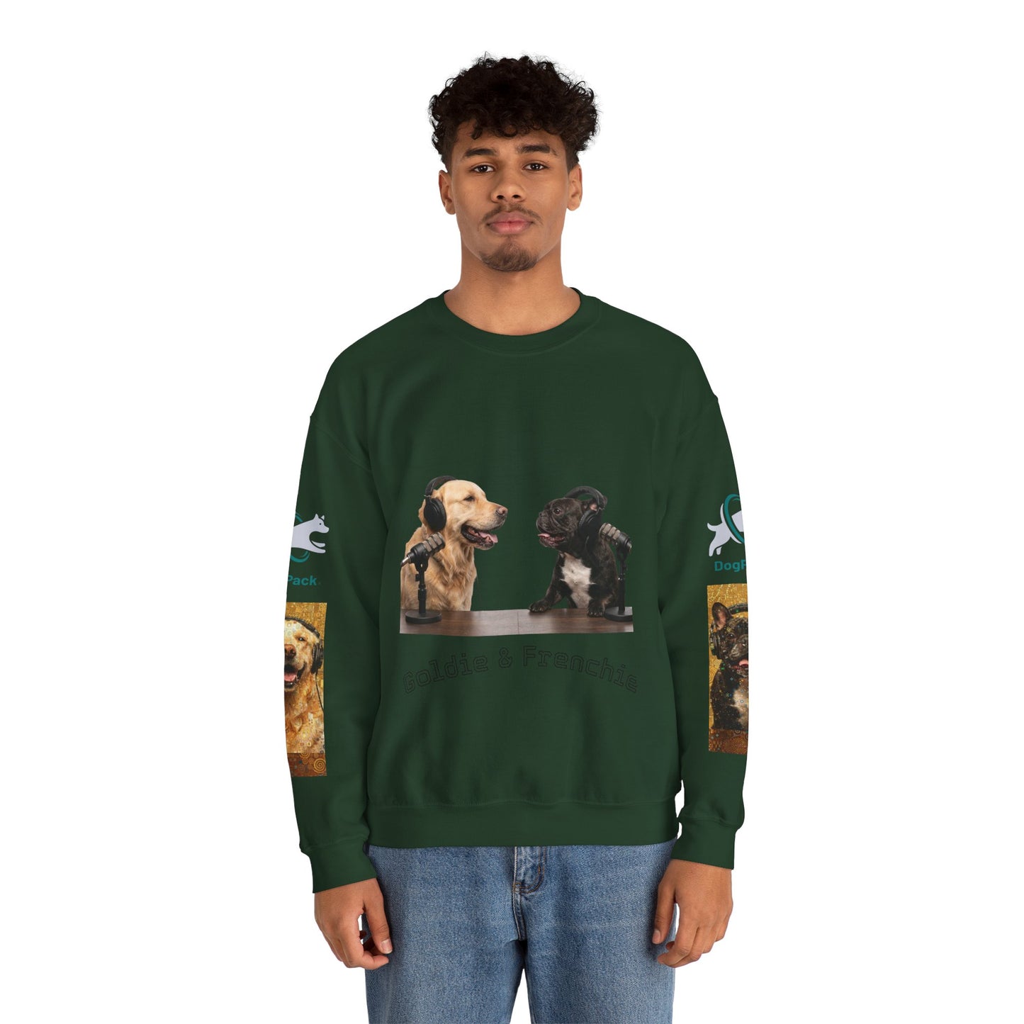 Goldie & Frenchie Chatting Crewneck with Klimt style G&F sleeves