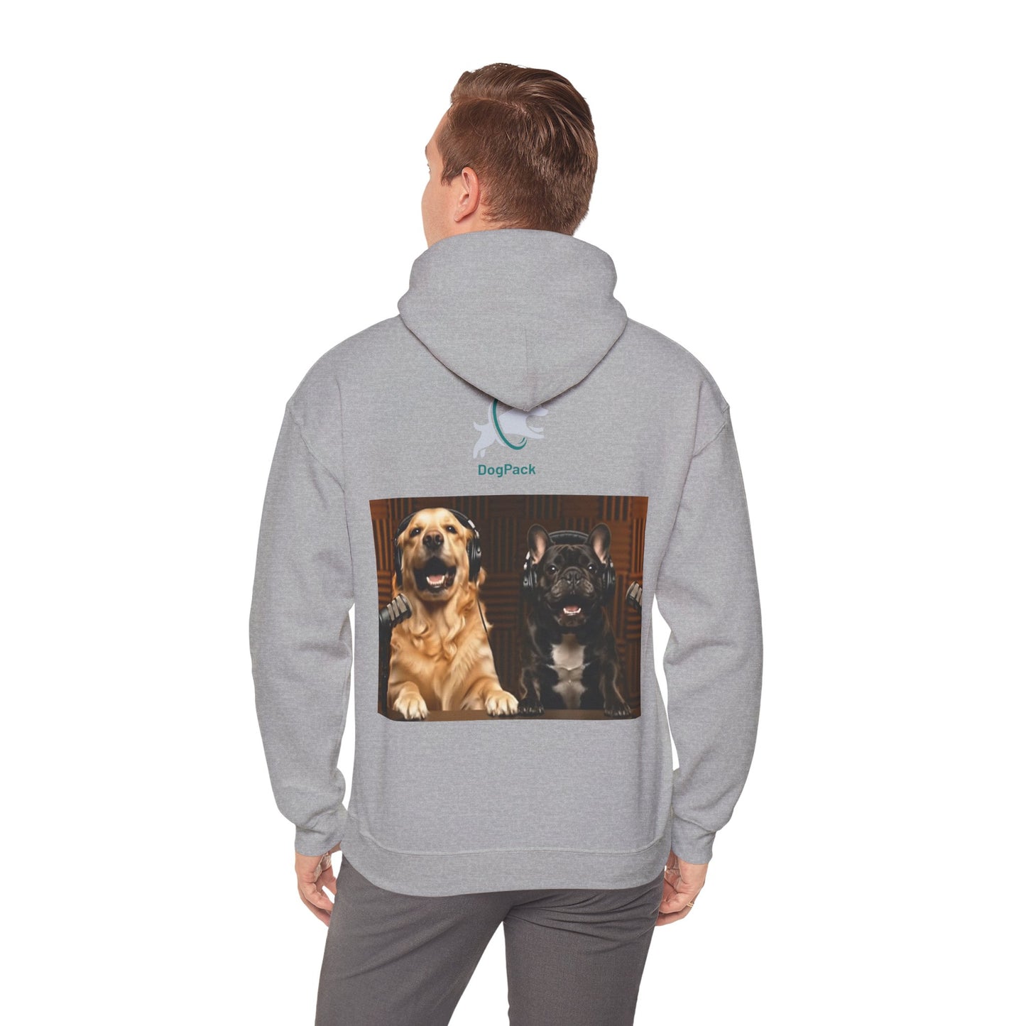 Goldie & Frenchie Dog Podcast with Coffee Mugs Hoodie — Front & Back Print - Ships from United Kingdom
