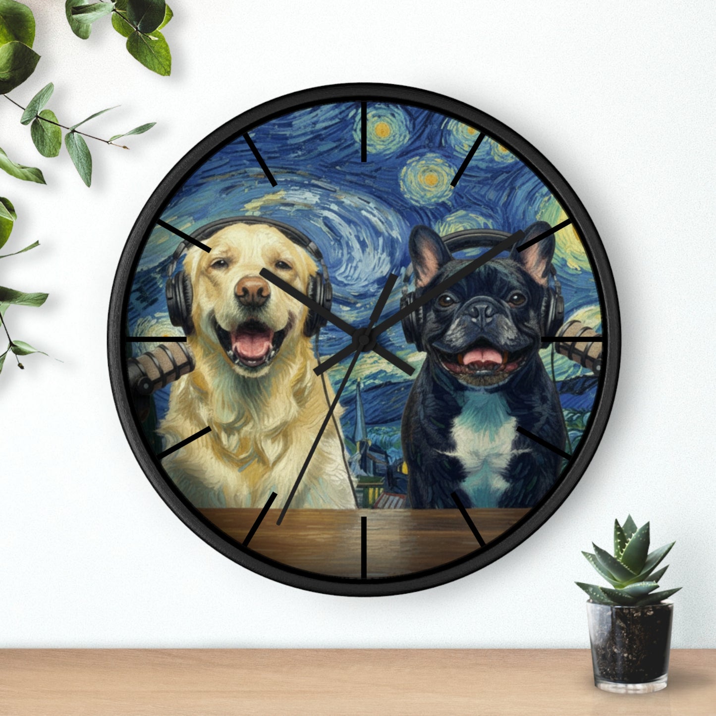 Goldie & Frenchie 'Starry Night' Wall Clock - Van Gogh Inspired