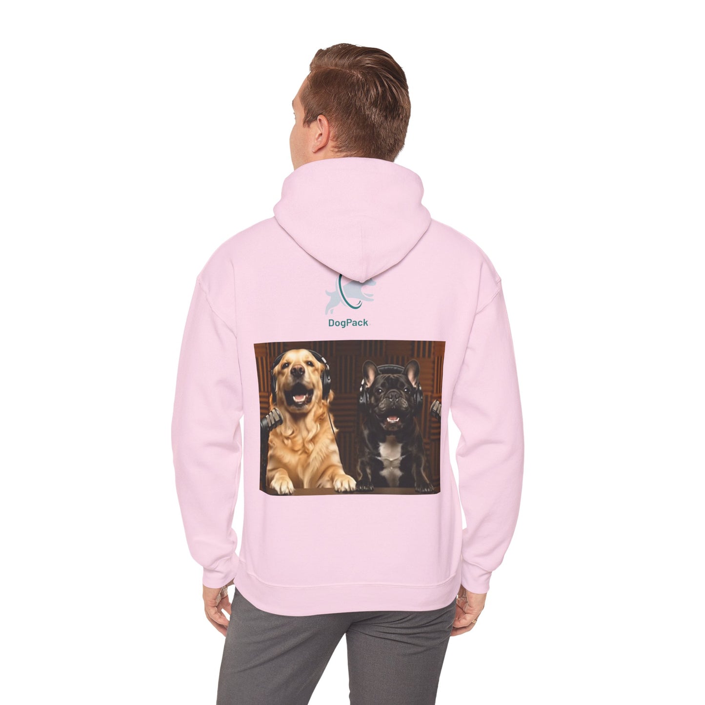 Goldie & Frenchie Dog Podcast with Coffee Mugs Hoodie — Front & Back Print - Ships from United Kingdom
