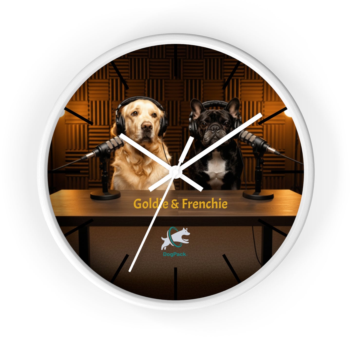 Goldie & Frenchie 'On-Air' Podcast Wall Clock