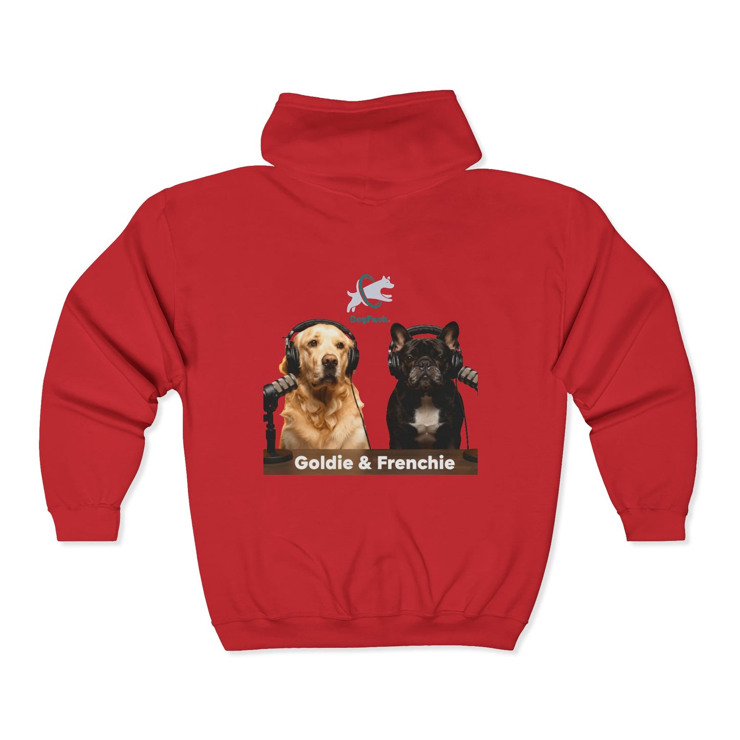 Goldie & Frenchie Podcast Full-Zip Hoodie - Front and Back - Ships from Australia + New Zealand