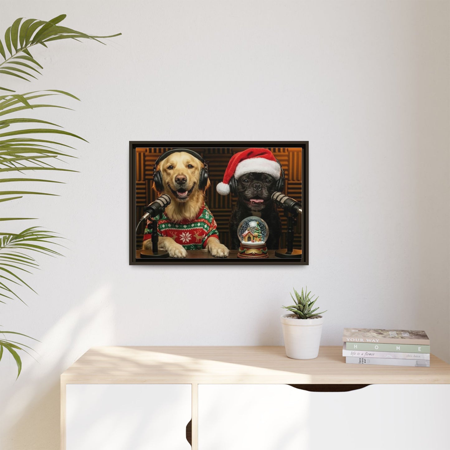 Goldie & Frenchie Christmas Podcast Matte Canvas Print (Framed)