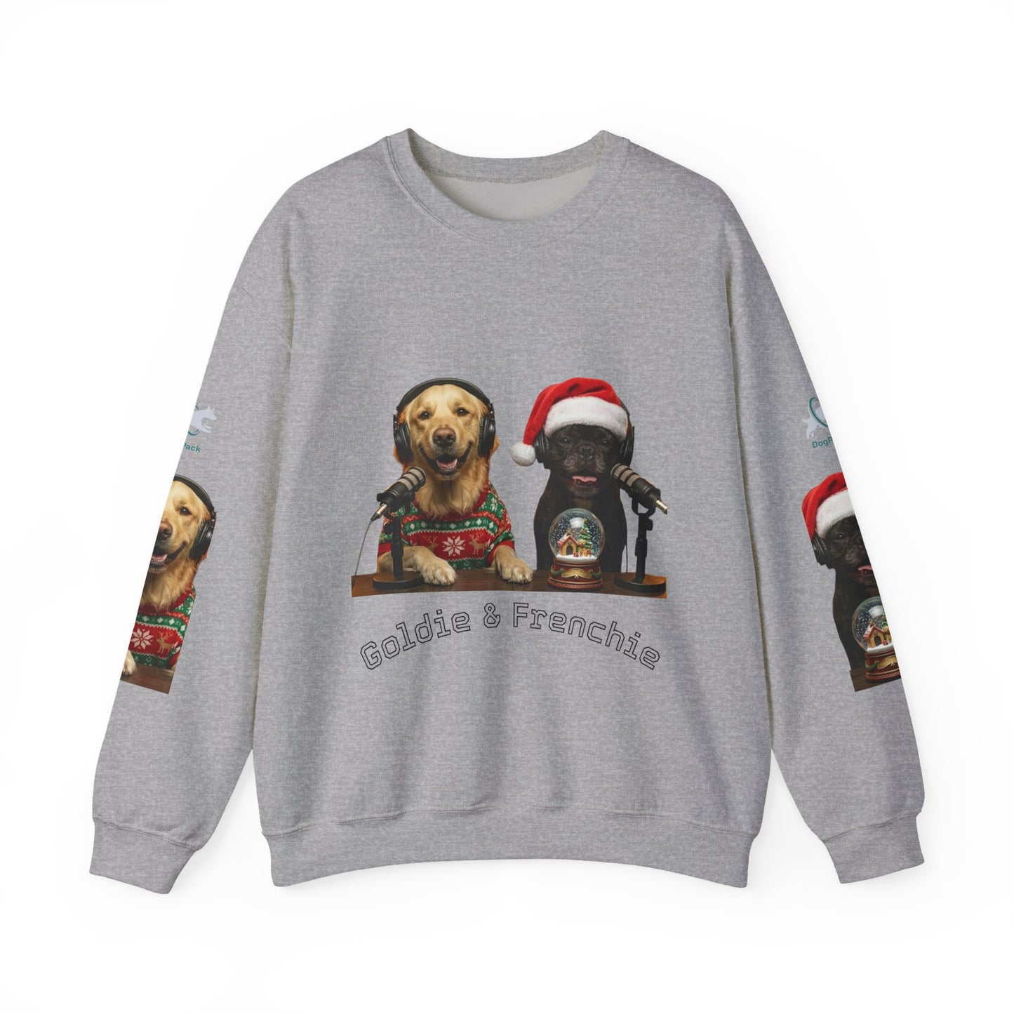Goldie & Frenchie Christmas Crewneck with G&F sleeves