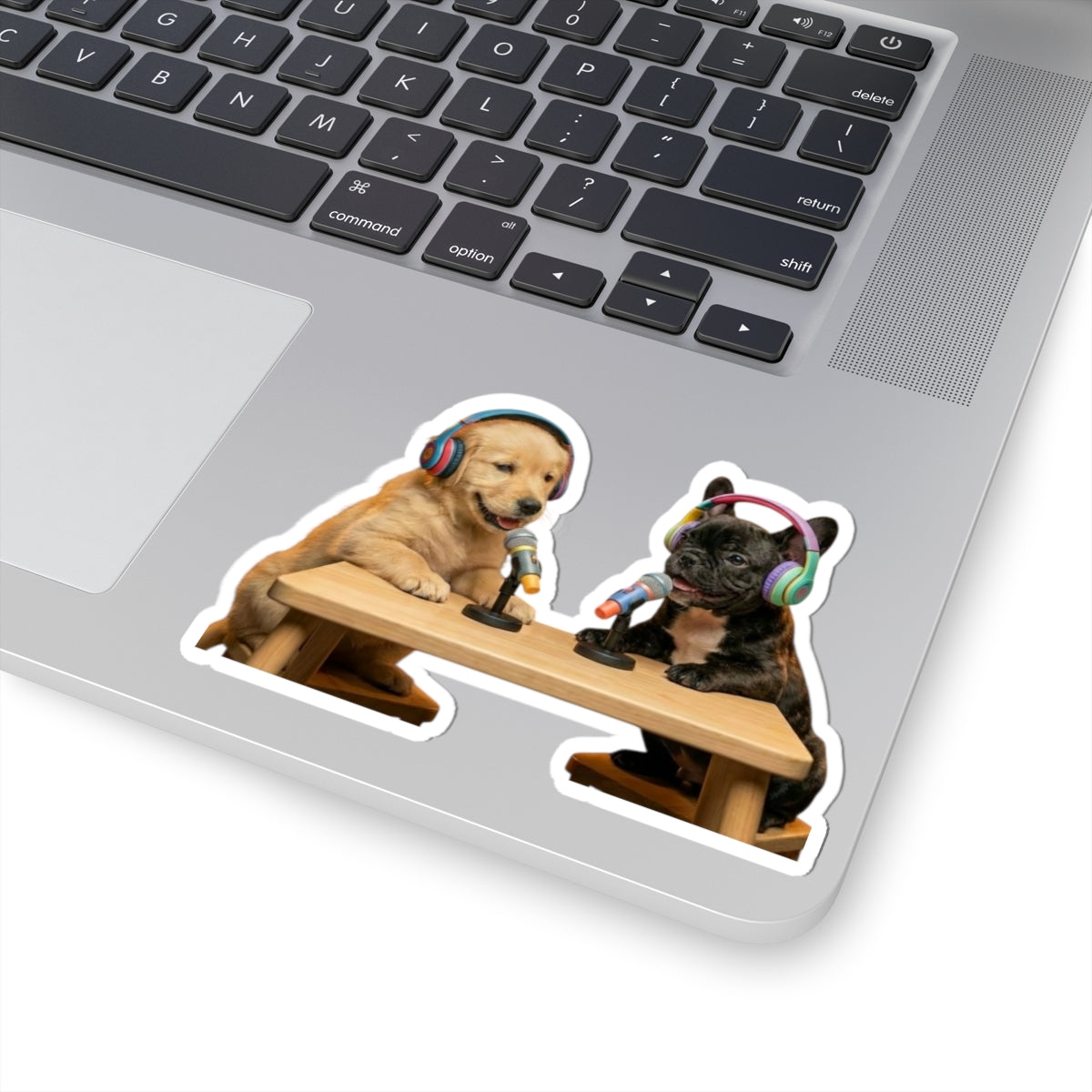 Goldie & Frenchie Podcast Puppies Kiss-Cut Sticker