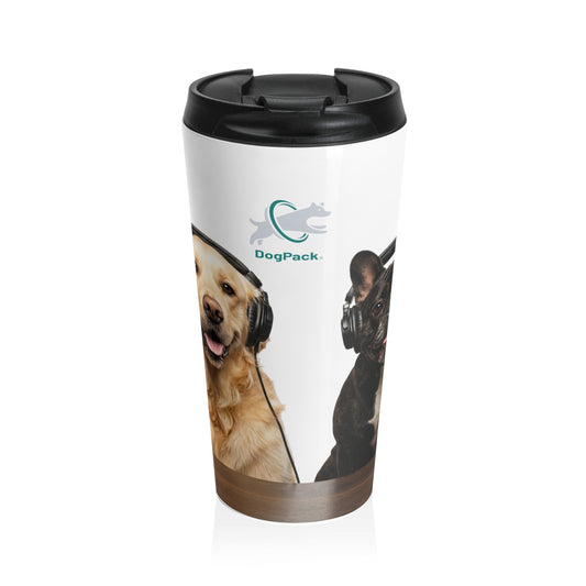 Goldie & Frenchie Smiling - 15 oz. Stainless Steel Travel Mug