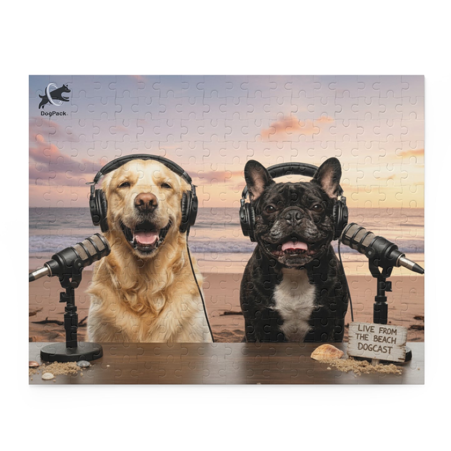 Goldie & Frenchie 'Working on the Beach' Puzzle - 120/252/500 - Piece Jigsaw Puzzle
