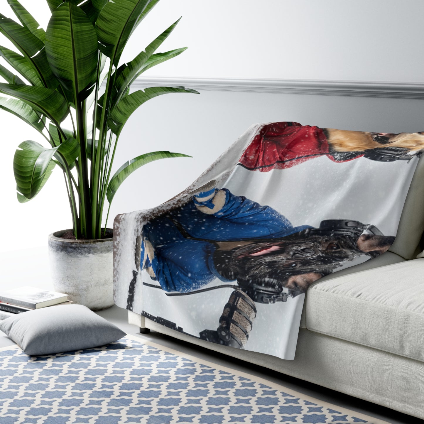 Goldie & Frenchie Sherpa Blanket — Cozy Winter Design to Keep You Warm!