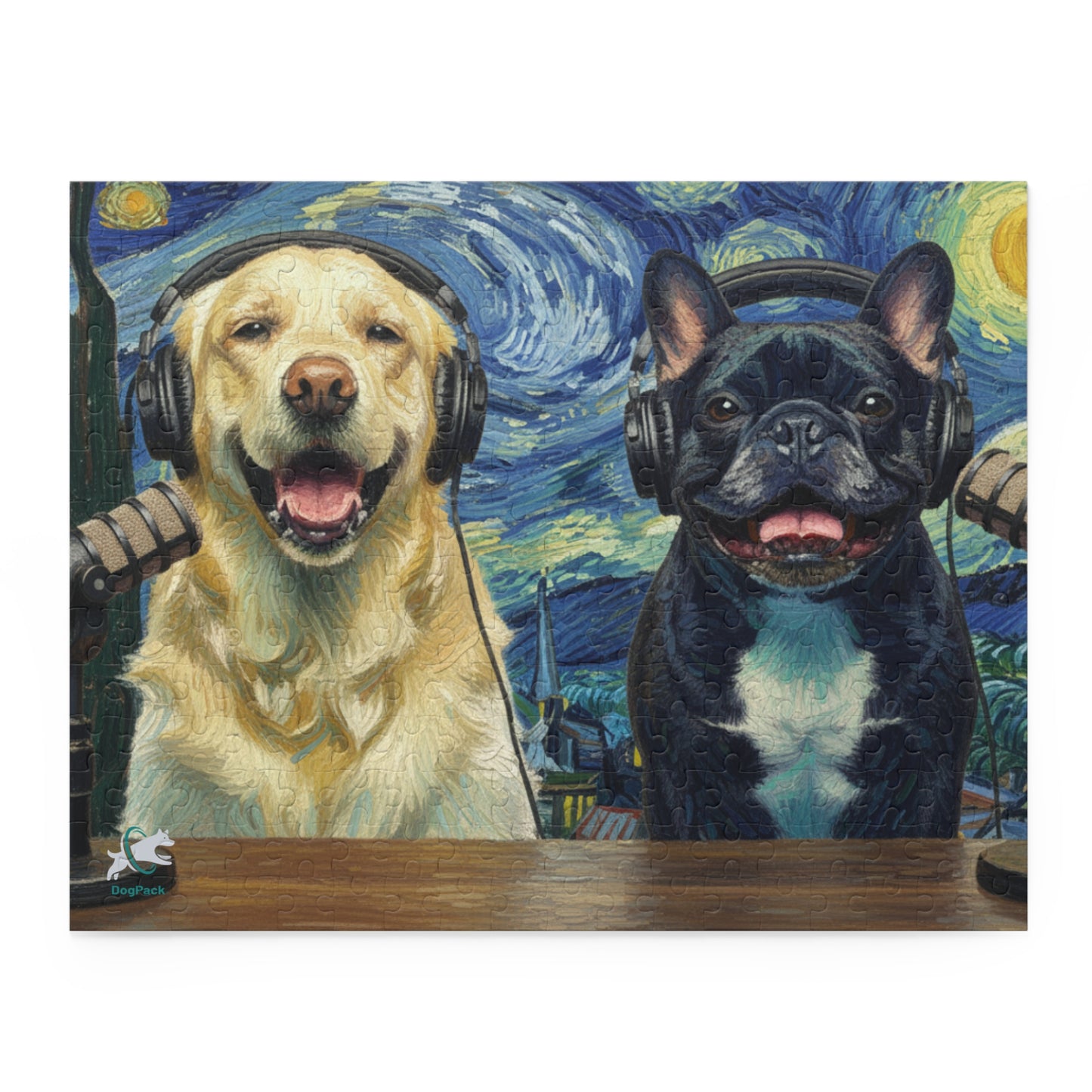 Goldie & Frenchie 'Starry Night' Van Gogh Inspired Puzzle — 120/252/500 - Piece Jigsaw Puzzle