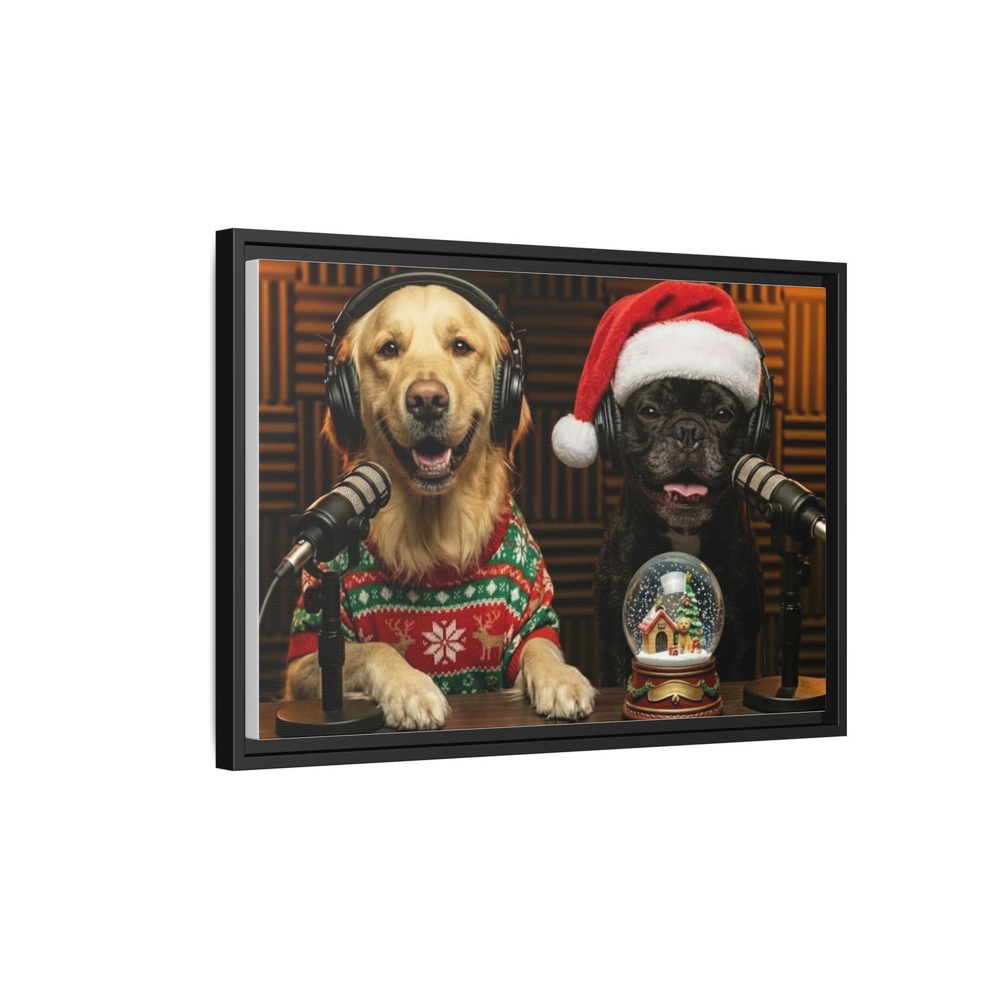 Goldie & Frenchie Christmas Podcast Matte Canvas Print (Framed)