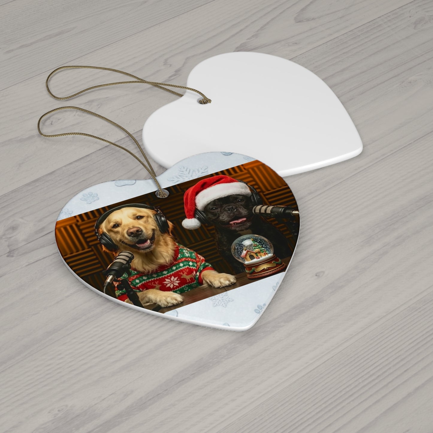 Goldie & Frenchie Christmas Ceramic Ornament