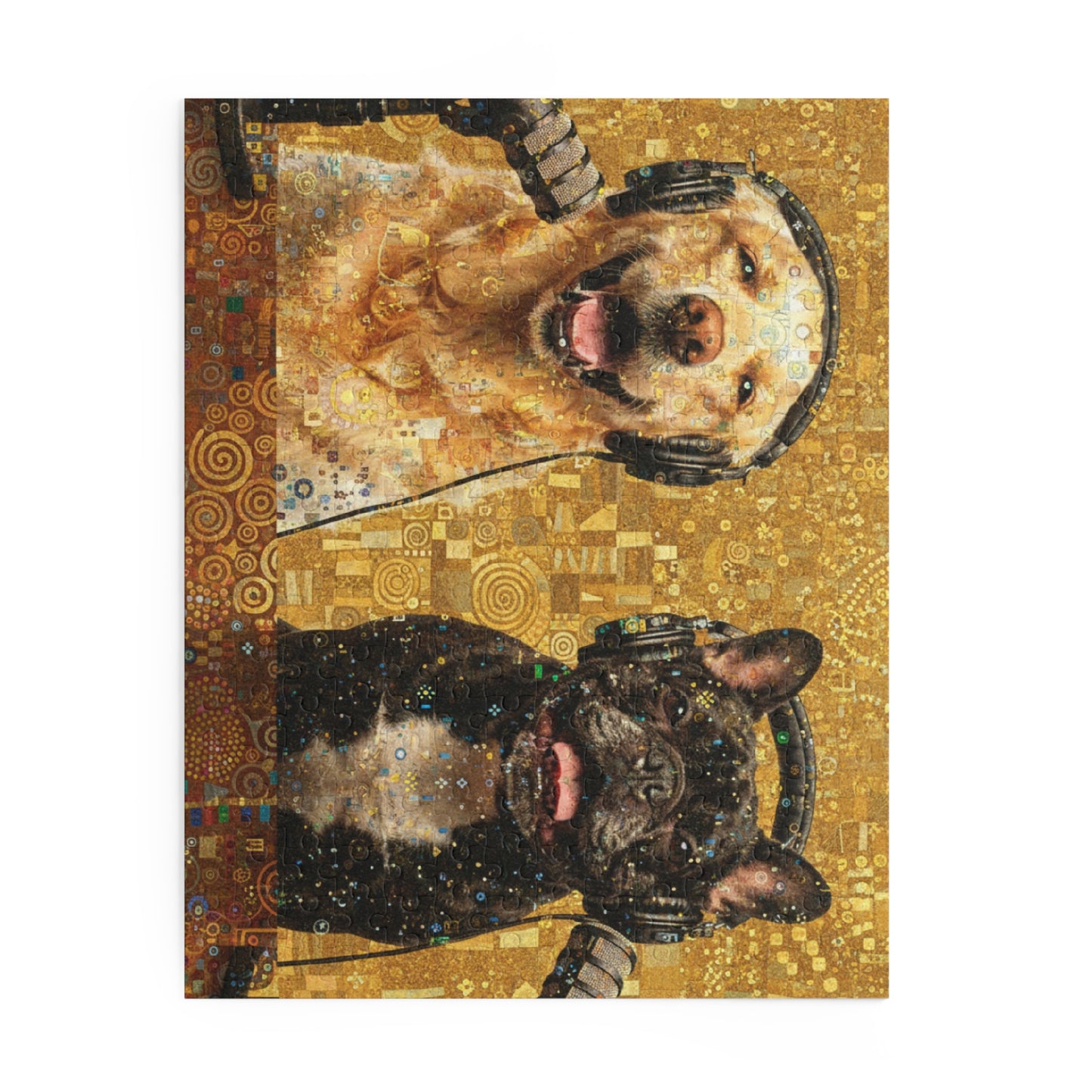 Goldie & Frenchie Klimt Inspired Puzzle — 120/252/500‑Piece Jigsaw