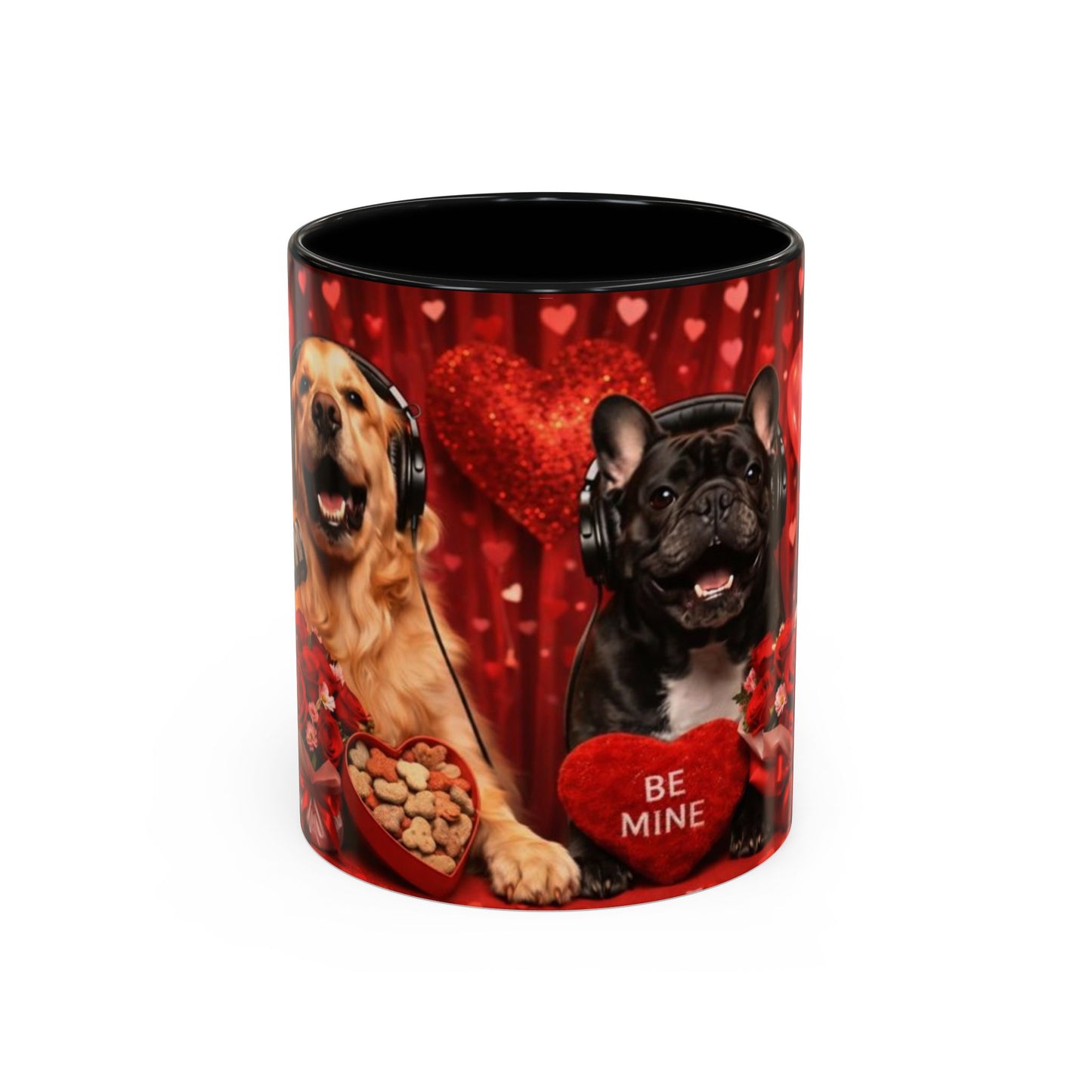 Goldie & Frenchie 'Valentines Day' Accent Coffee Mug – Choose your Color Interior (11/15oz)