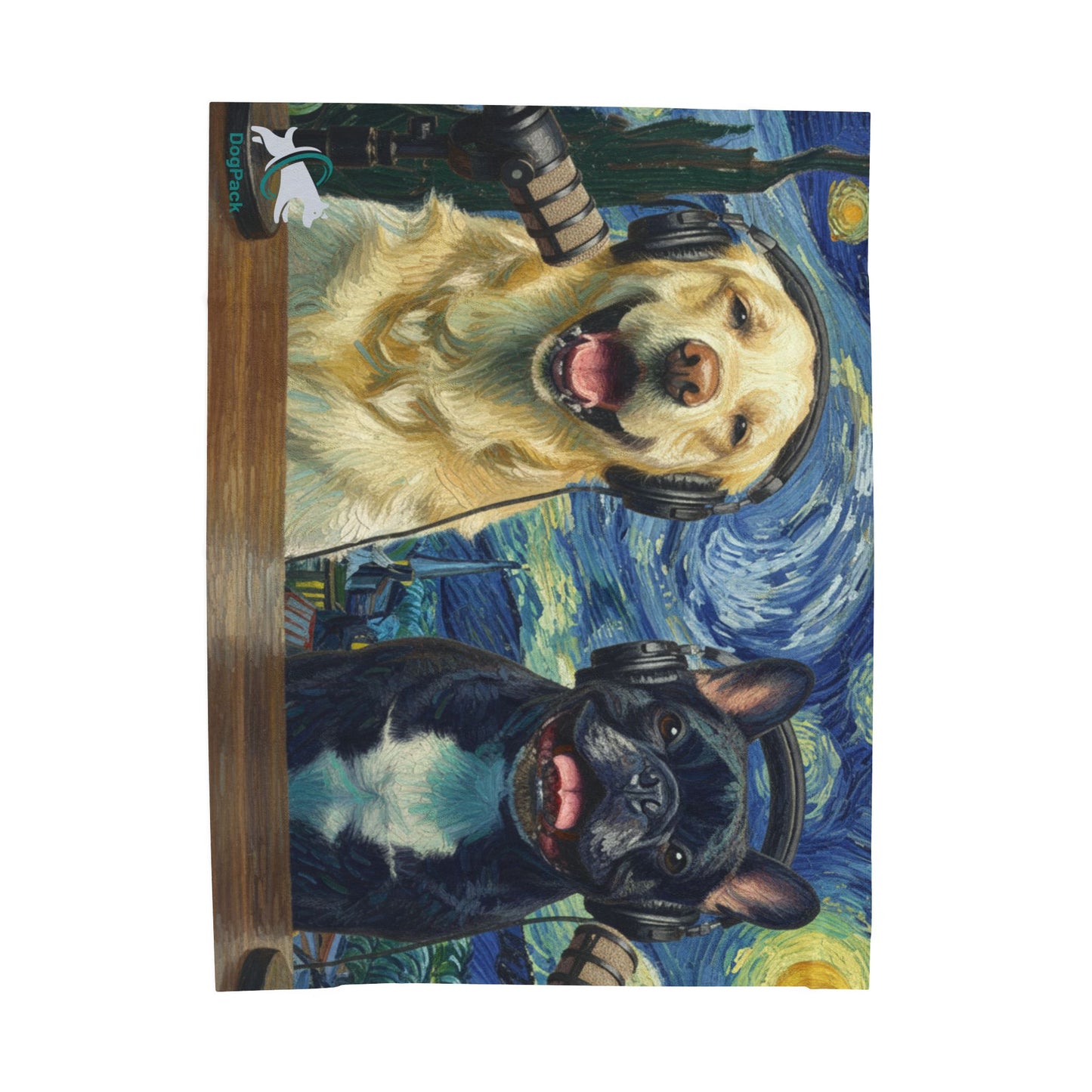 Goldie & Frenchie 'Starry Night' - Velveteen MicroPlush Blanket — Inspired by Van Gogh