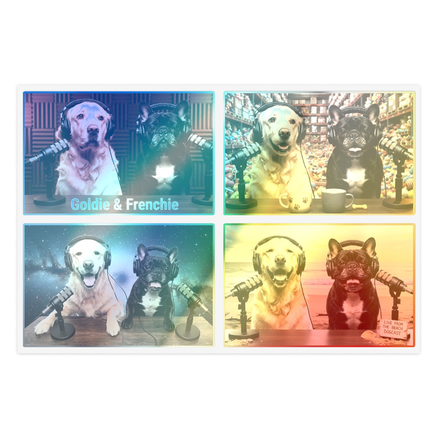 Goldie & Frenchie Sticker Sheet 40 Pack — 10 sheets of 4 stickers per sheet - Best Selling Designs