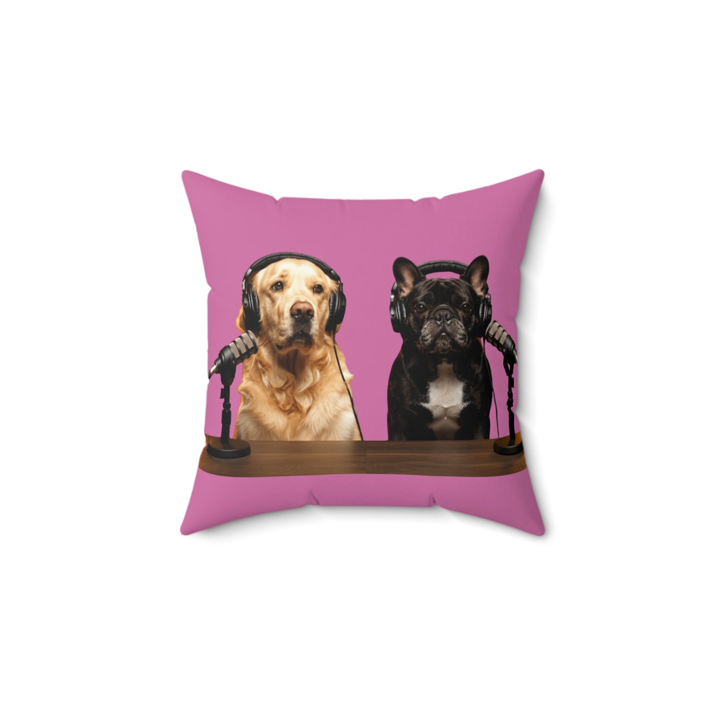 Goldie & Frenchie DogPack Podcast Pillow in Light Pink