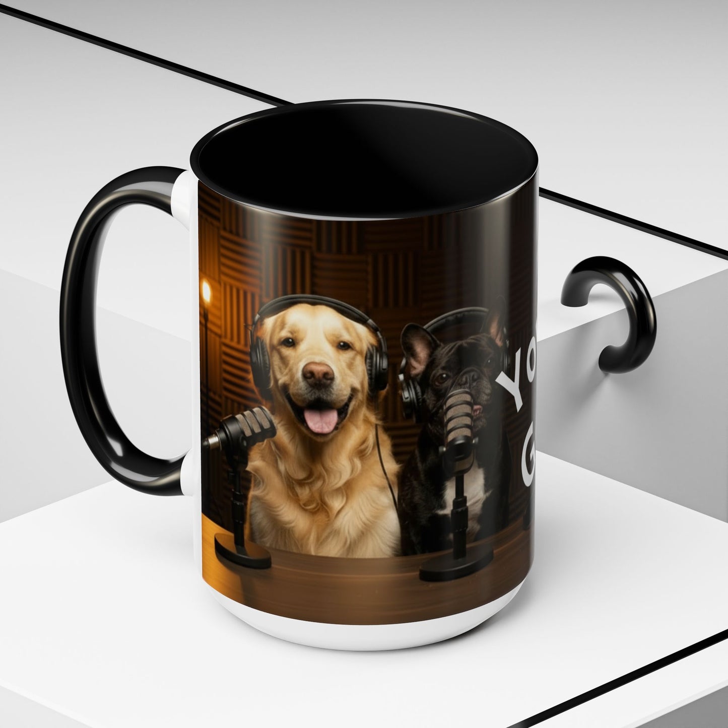 Goldie & Frenchie Custom Accent Coffee Mug – Choose your Color Interior and Send in your Pic (11/15oz)
