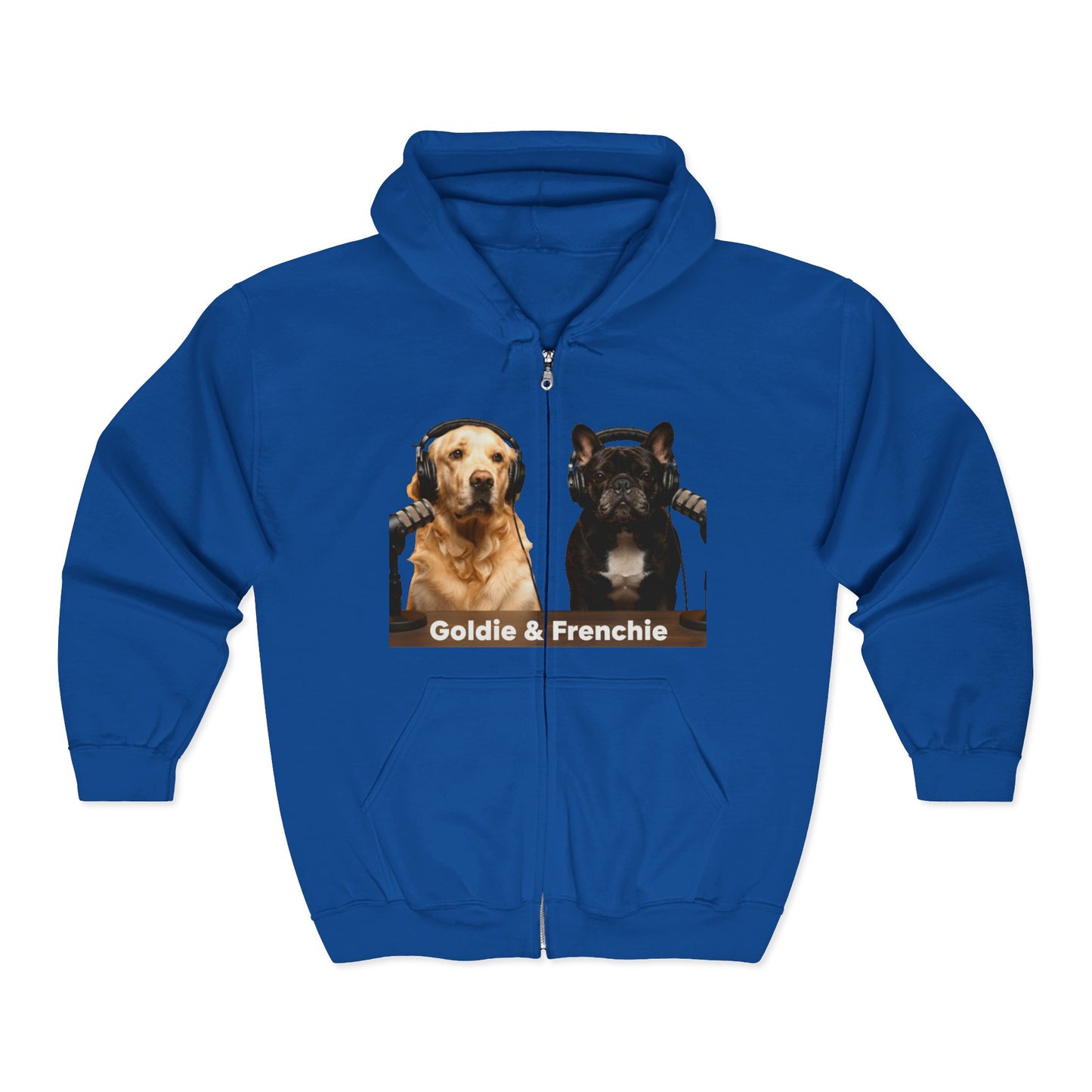 Goldie & Frenchie Podcast Full-Zip Hoodie - Front and Back - Ships from Australia + New Zealand