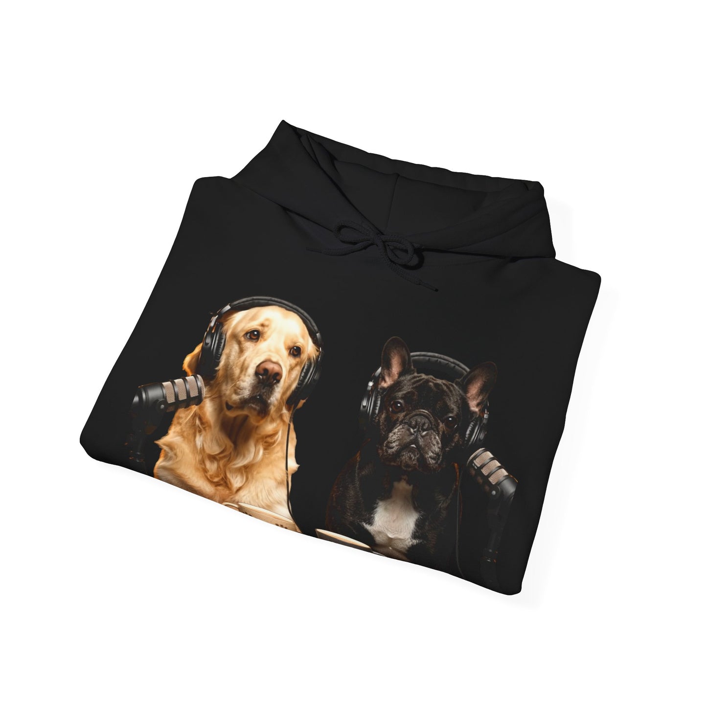 Goldie & Frenchie Dog Podcast with Coffee Mugs Hoodie — Front & Back Print - Ships from United Kingdom