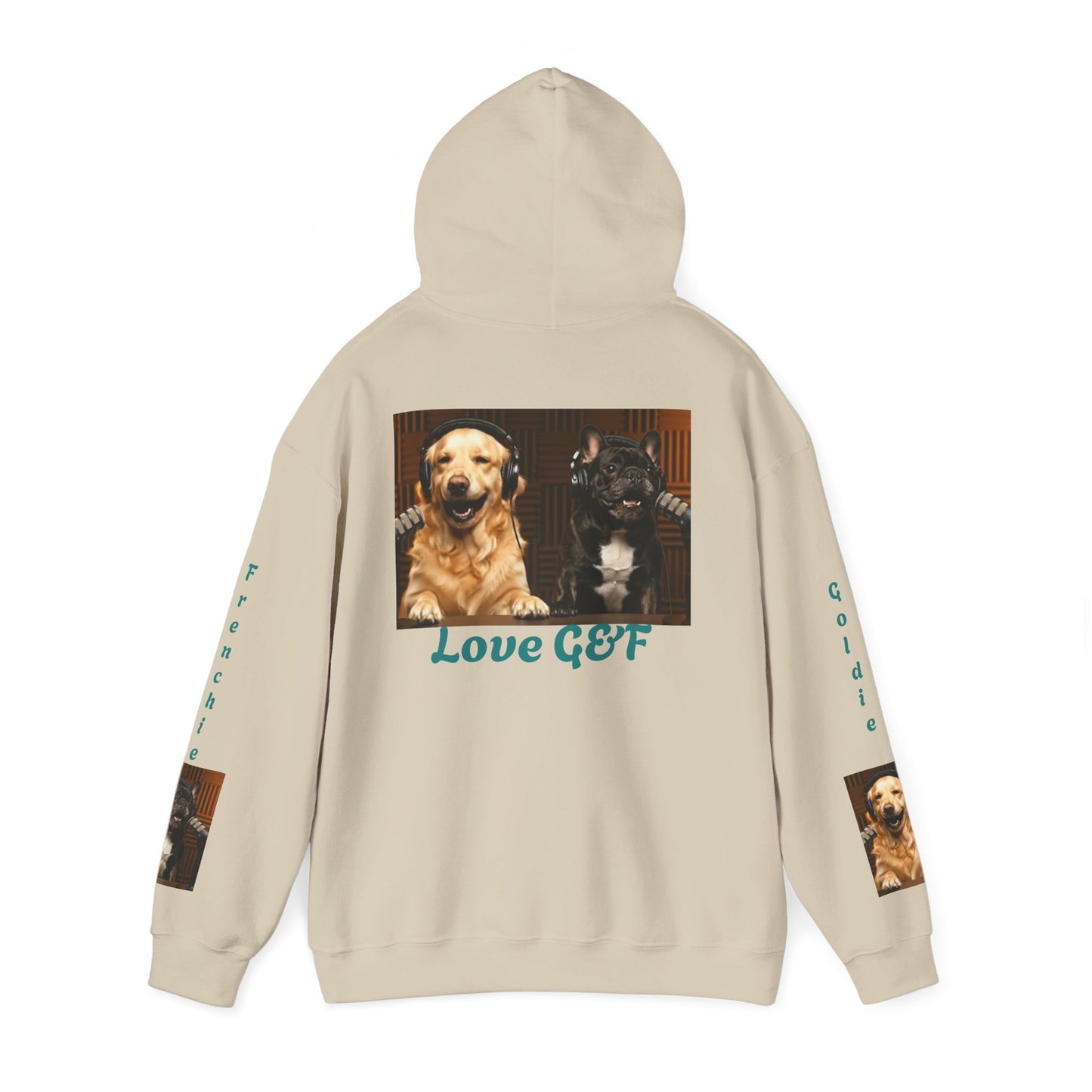 Goldie & Frenchie Hoodie — "Love G&F" Back and Front