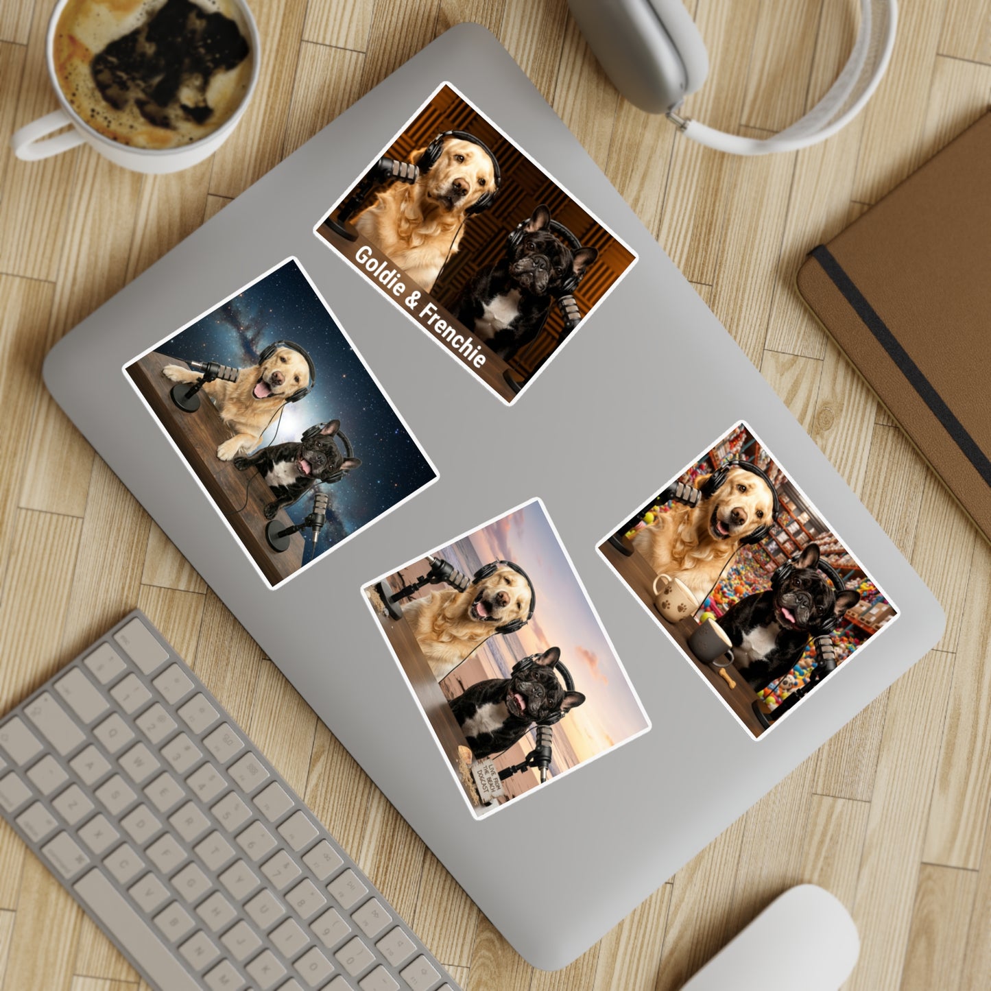 Goldie & Frenchie Sticker Sheet 40 Pack — 10 sheets of 4 stickers per sheet - Best Selling Designs