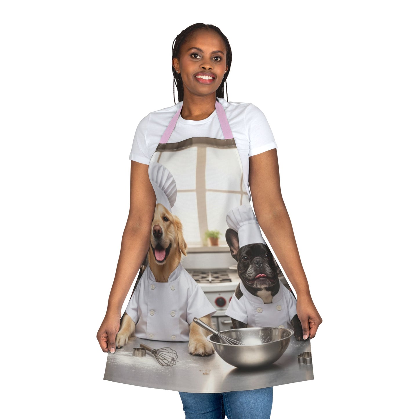 Goldie & Frenchie Chef Apron - Cute Kitchen Apron with The Dogs in Chef Hats
