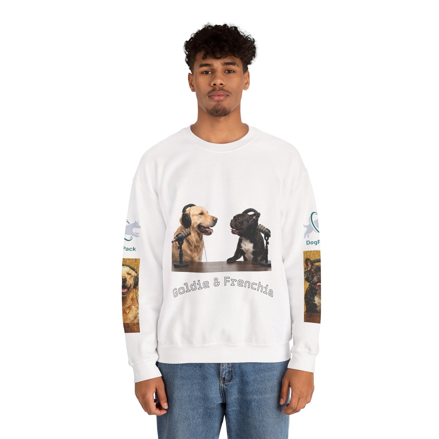 Goldie & Frenchie Chatting Crewneck with Klimt style G&F sleeves