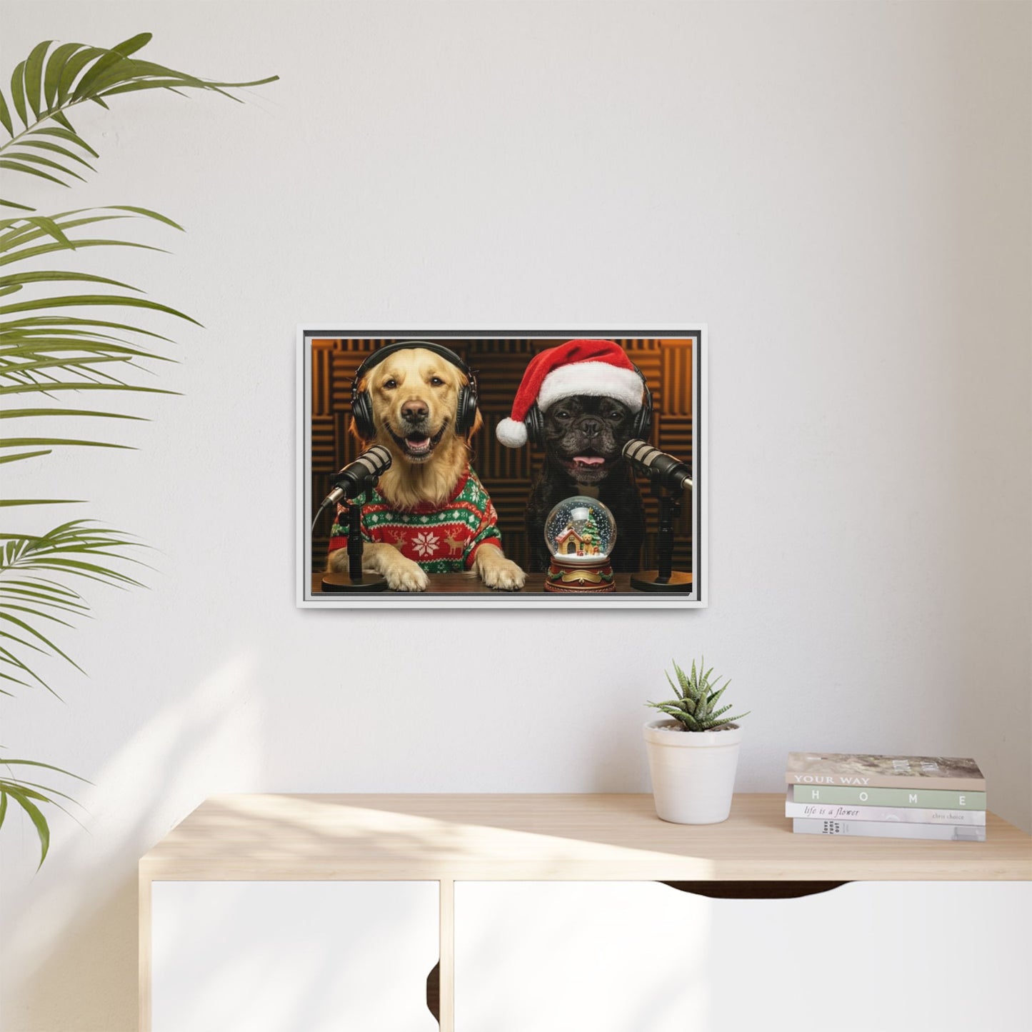 Goldie & Frenchie Christmas Podcast Matte Canvas Print (Framed)