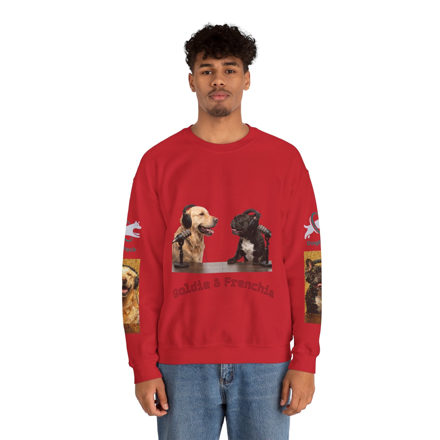 Goldie & Frenchie Chatting Crewneck with Klimt style G&F sleeves