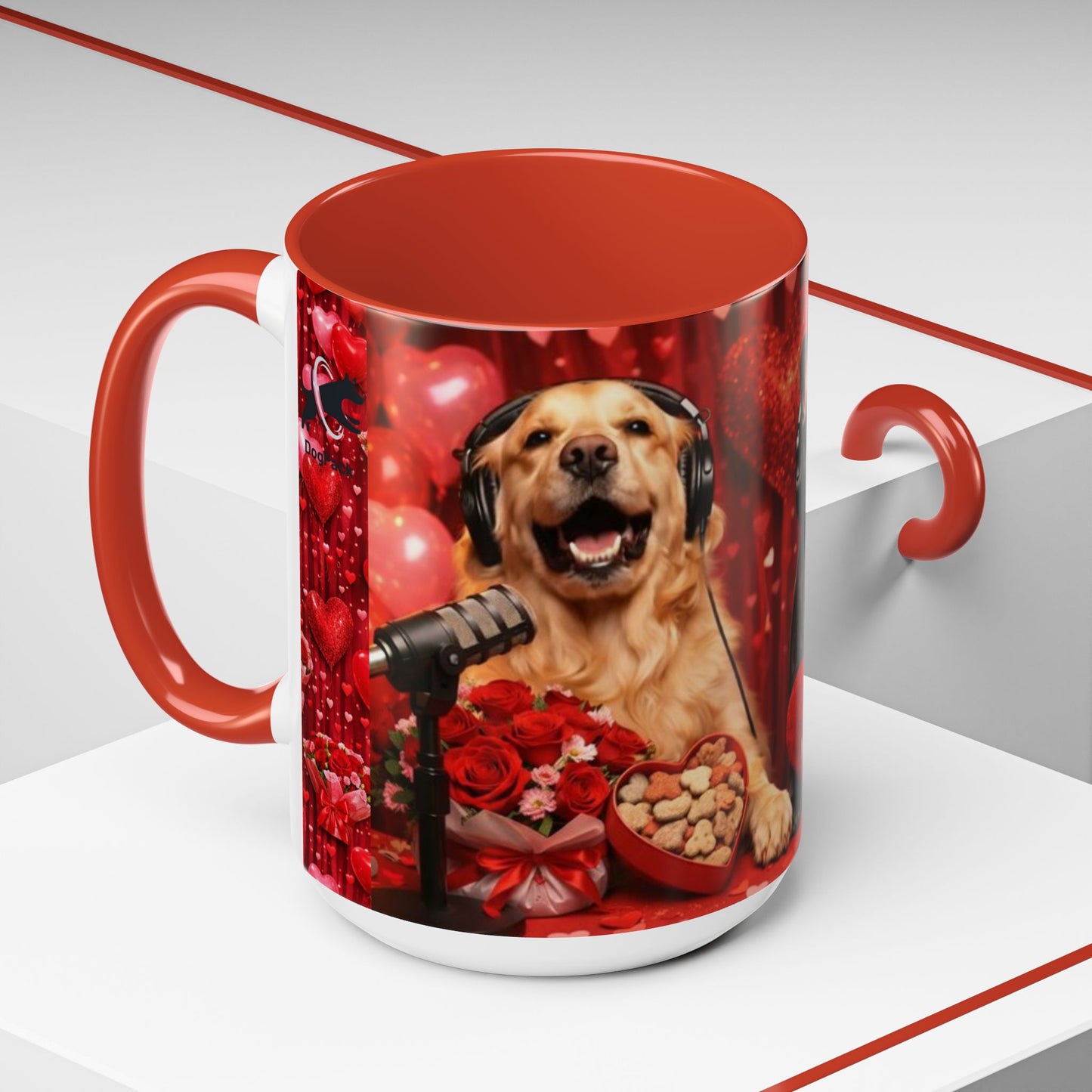 Goldie & Frenchie 'Valentines Day' Accent Coffee Mug – Choose your Color Interior (11/15oz)